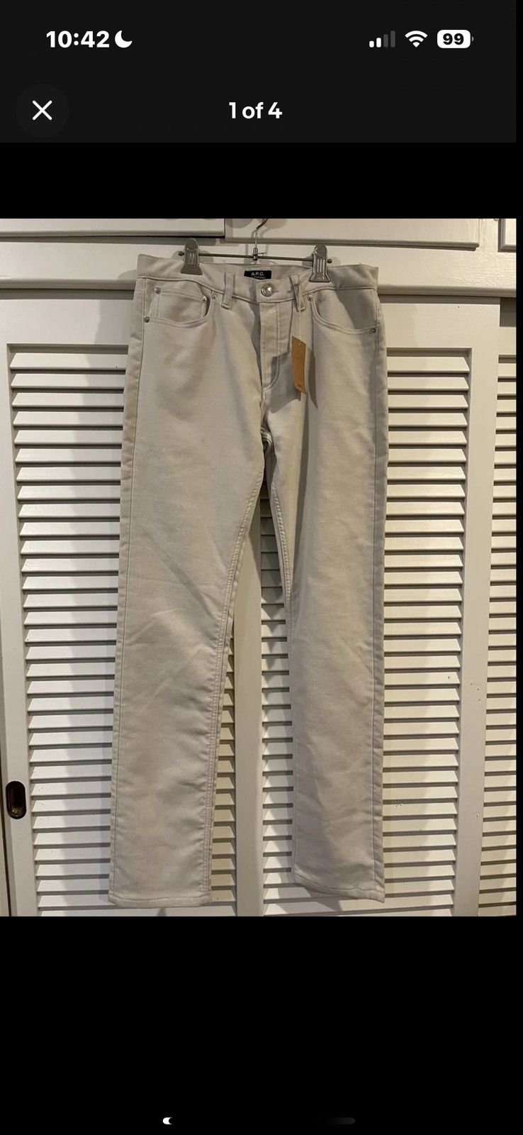 A.P.C. Apc white moleskin denim jeans size 28 Size US 28 / EU 44 - 1 Thumbnail