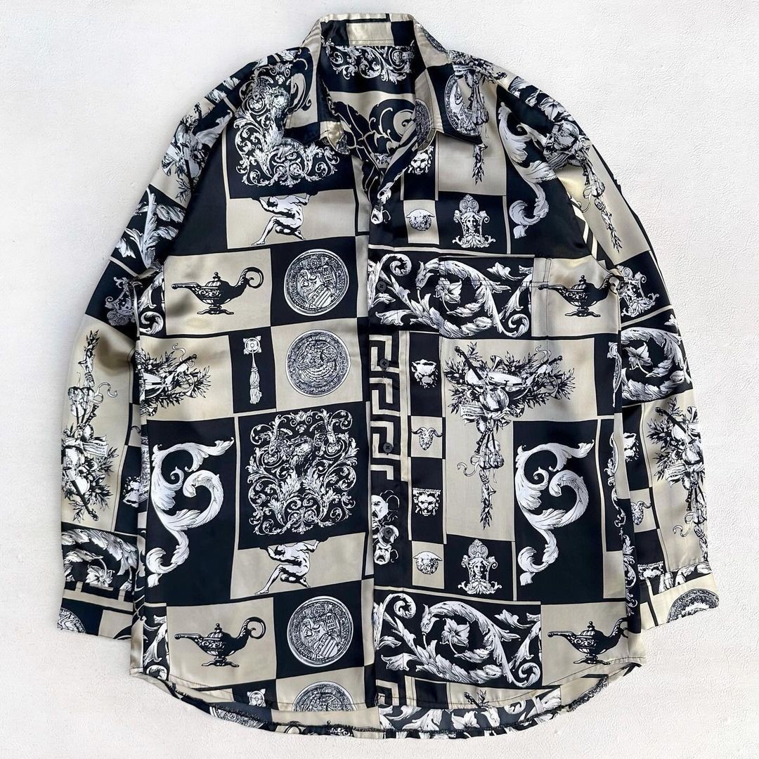 image of Vintage Baroque Silk Shirt, Men's (Size XL)