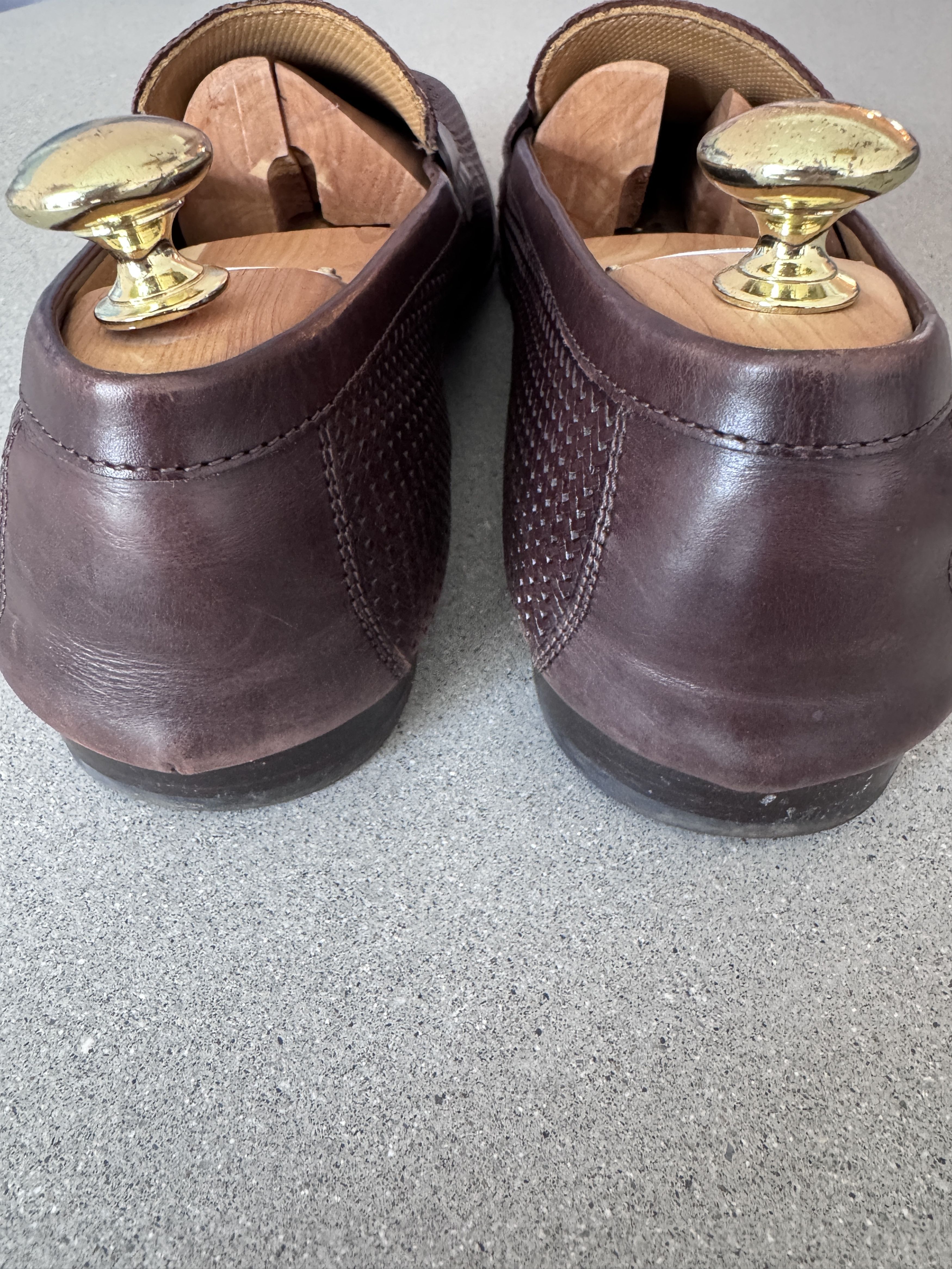 Giorgio Armani Brown leather weave penny loafers Size US 12.5 / EU 45-46 - 5 Thumbnail