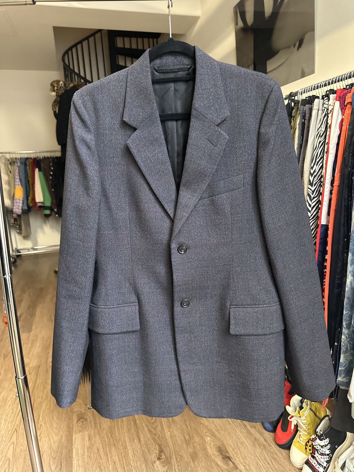 Image of Balenciaga $3,000 “ Hourglass ” Blazer in Grey, Men's (Size Small)