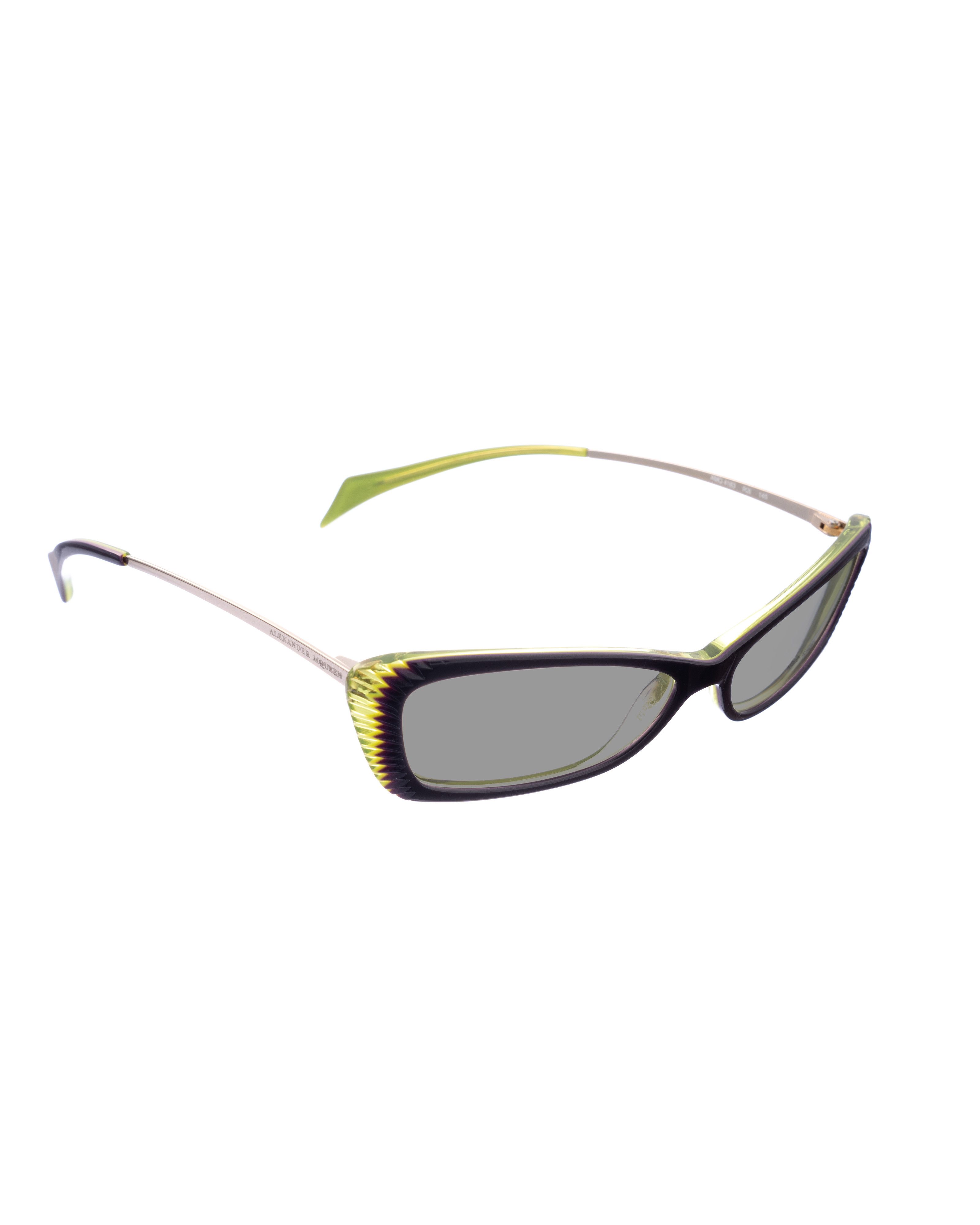 Alexander McQueen Alexander McQueen 90s Black & Green Cat-Eye Sunglasses Size ONE SIZE - 3 Thumbnail