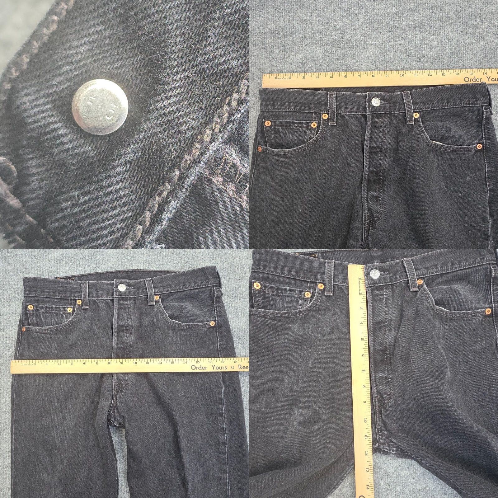 Levi's VINTAGE Levi's 501 Jeans Men's 34 x 30 Black Made USA 31x29 Regular Denim 5-Pocket USA 90s Size US 31 - 9 Thumbnail