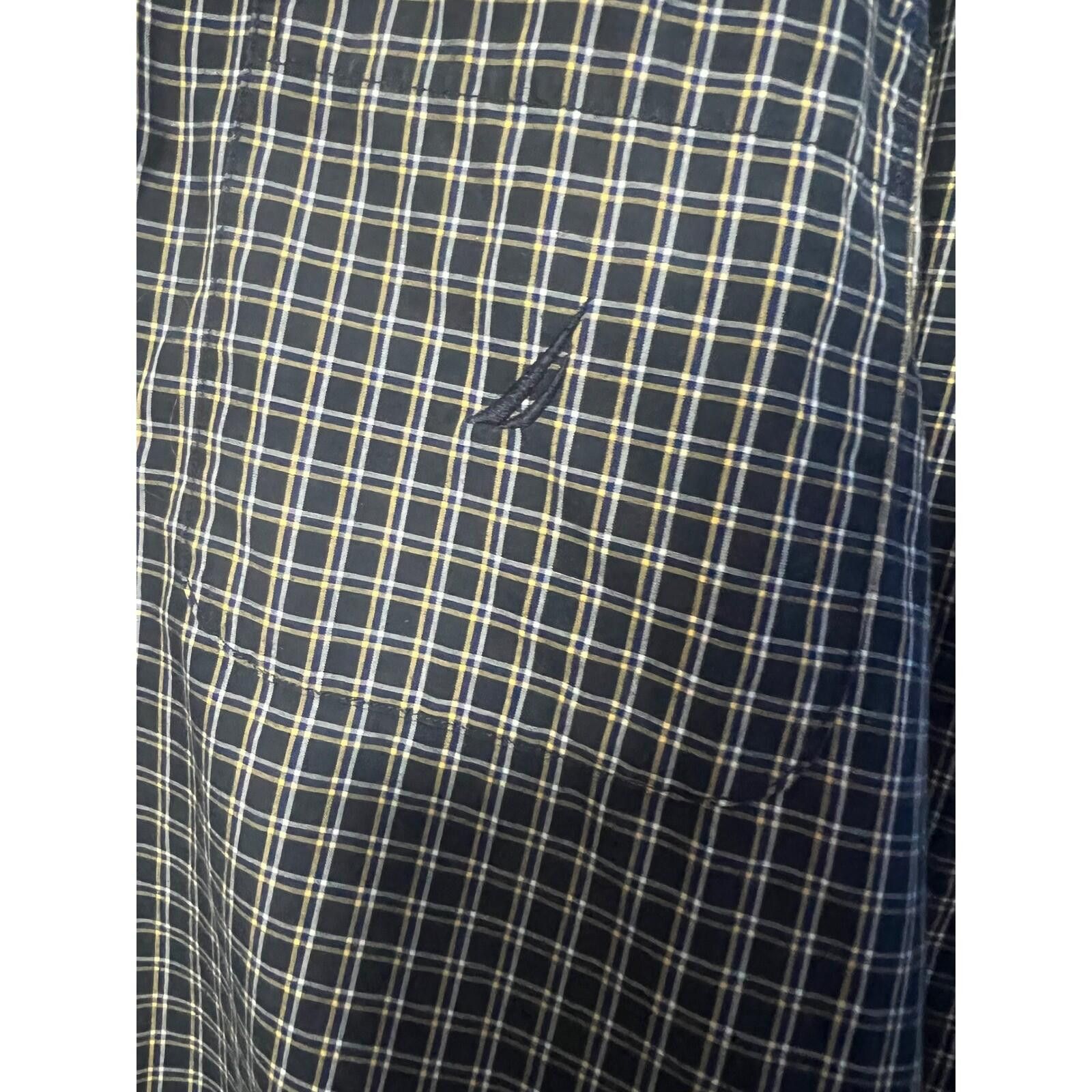 Nautica Nautica Button Down Shirt Mens XXL Navy Blue Yellow Plaid Size US XXL / EU 58 / 5 - 4 Thumbnail