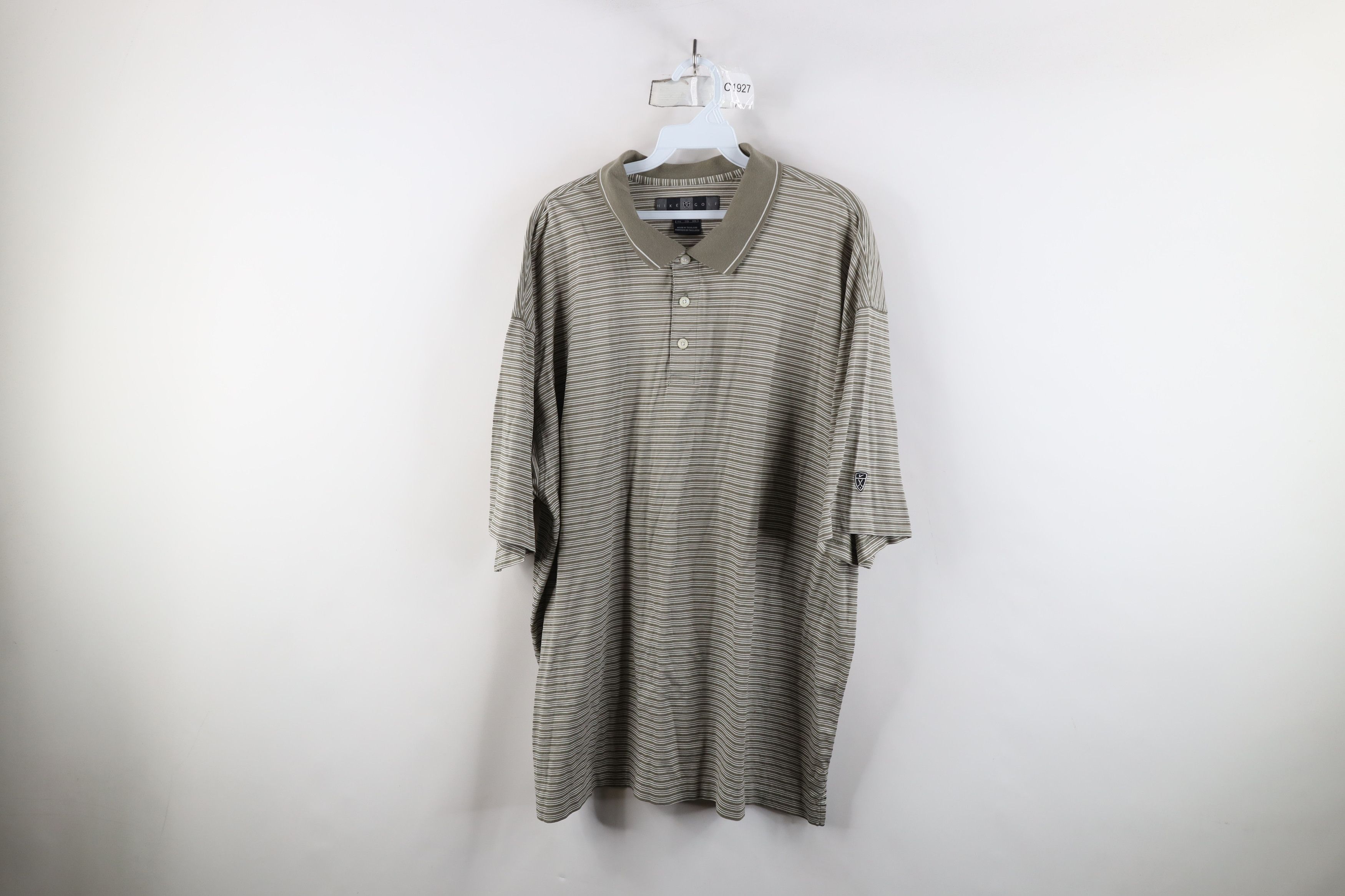 Nike × Vintage Vintage Nike Golf Scott Mini Swoosh Striped Polo Shirt Green Size US XXL / EU 58 / 5 - 1 Thumbnail