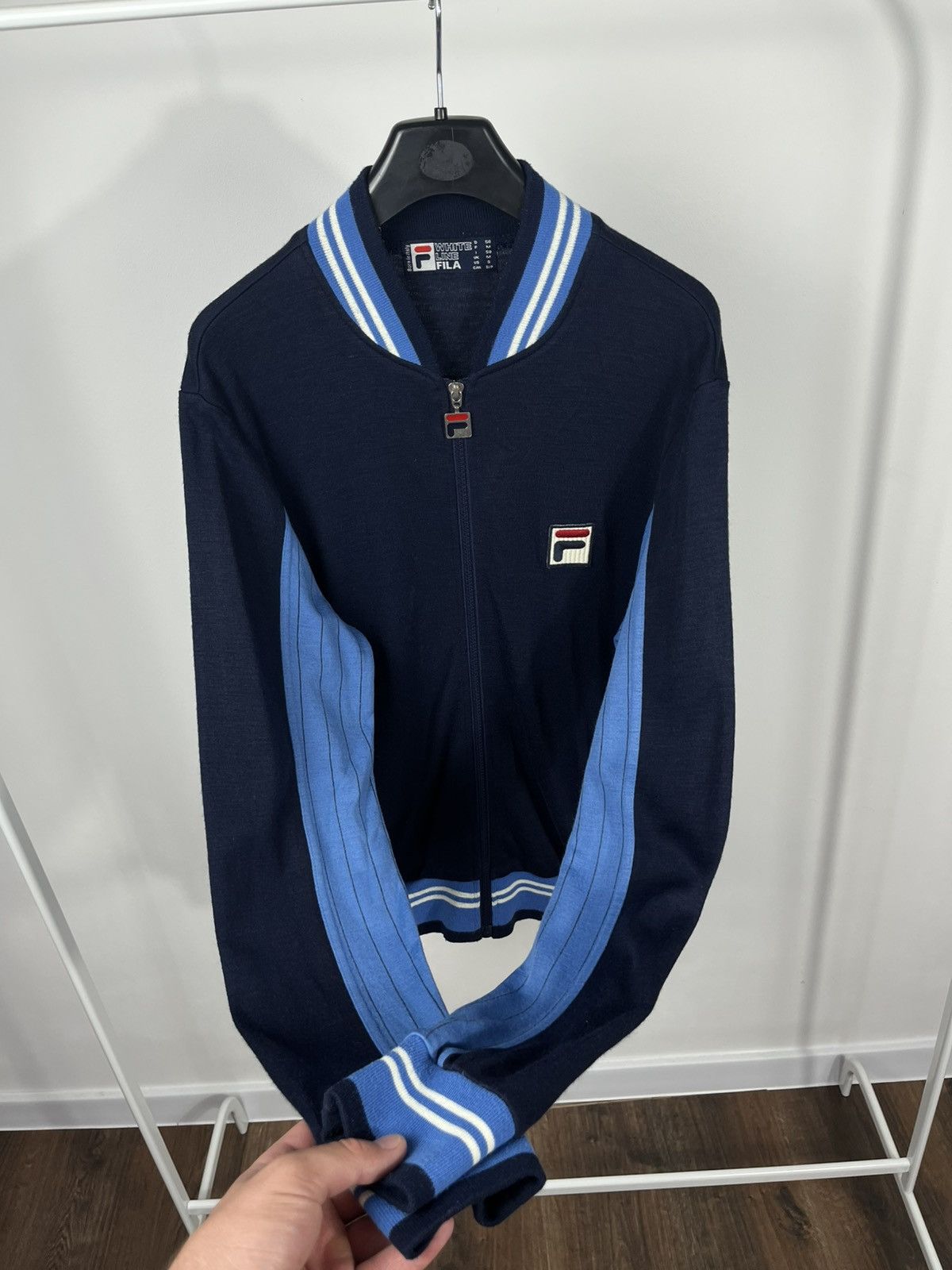 Fila Fila White Line Retro Track Jacket Navy Blue Wool Zip-Up Size US S / EU 44-46 / 1 - 6 Thumbnail