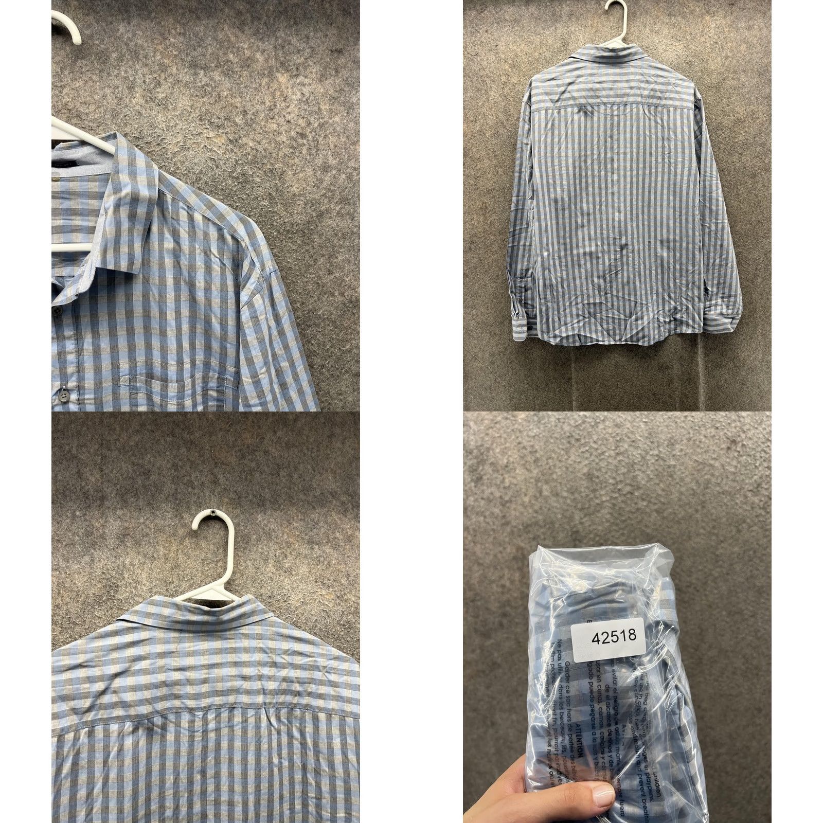 Elie Tahari Elie Tahari Shirt Womens XL / XXL Blue Check Button Front Long Sleeve Cotton Top Size XL / US 12-14 / IT 48-50 - 8 Thumbnail