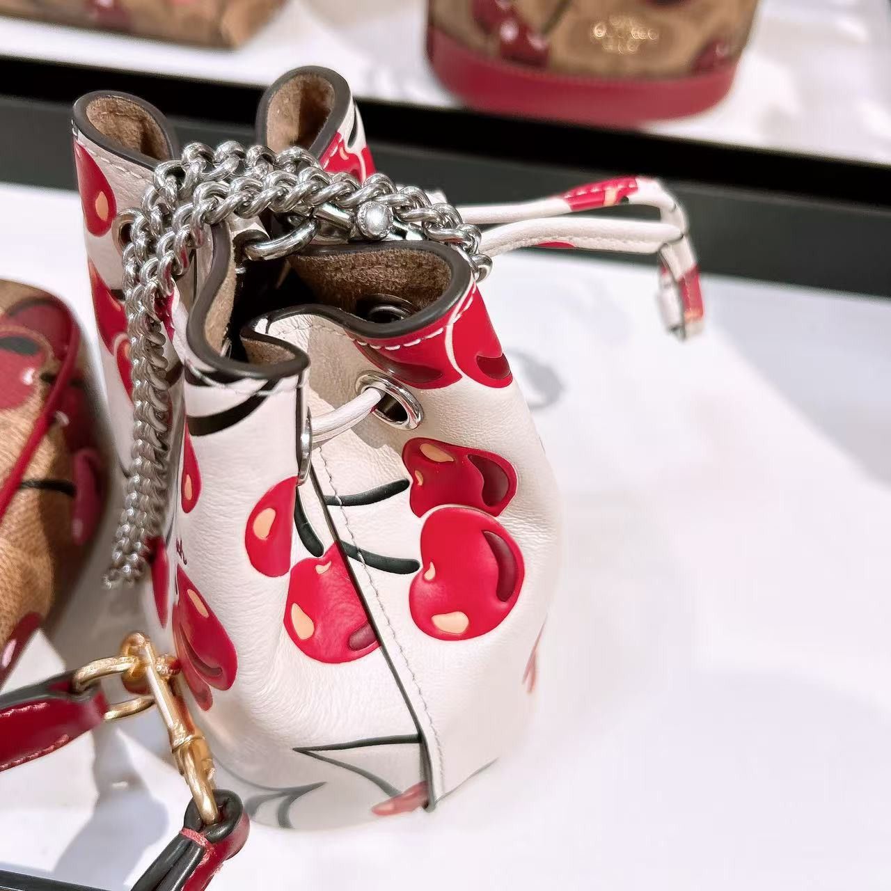 Coach 🍒 Drawstring Wristlet With Cherry Print CZ030 Size ONE SIZE - 3 Thumbnail