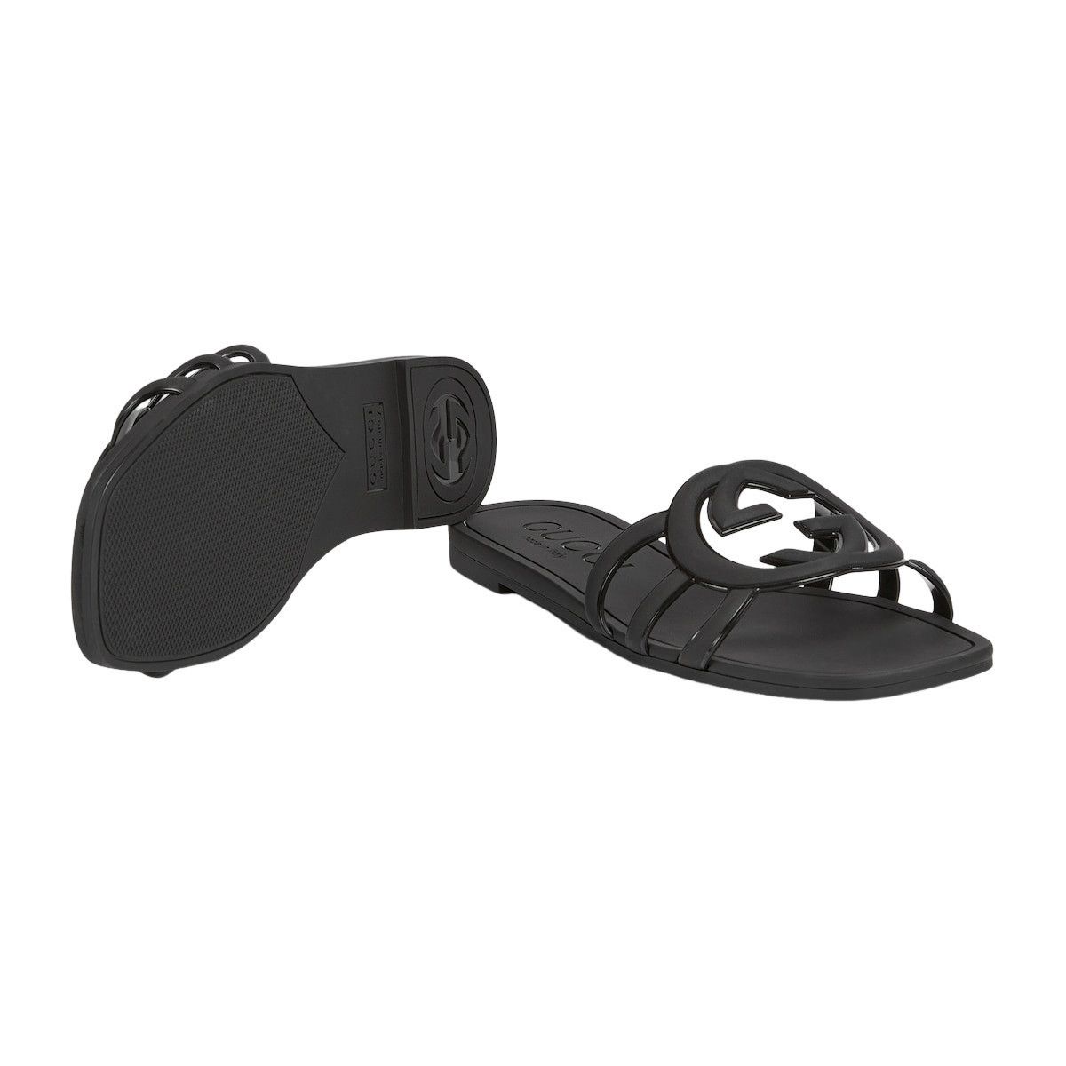 Gucci GUCCI $550 Black Interlocking G Slide Sandals New & Authenti Size US 6 / IT 36 - 5 Thumbnail