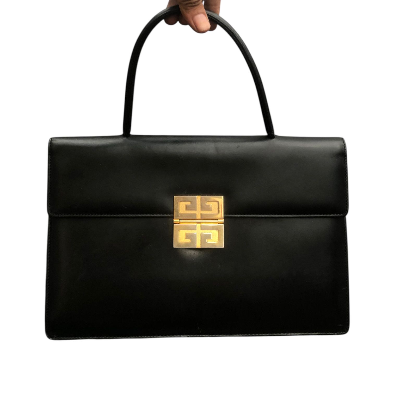 Givenchy 🔥Vintage GIVENCHY 4G Buckle Matte Black Top Handle Kelly Size ONE SIZE - 15 Thumbnail