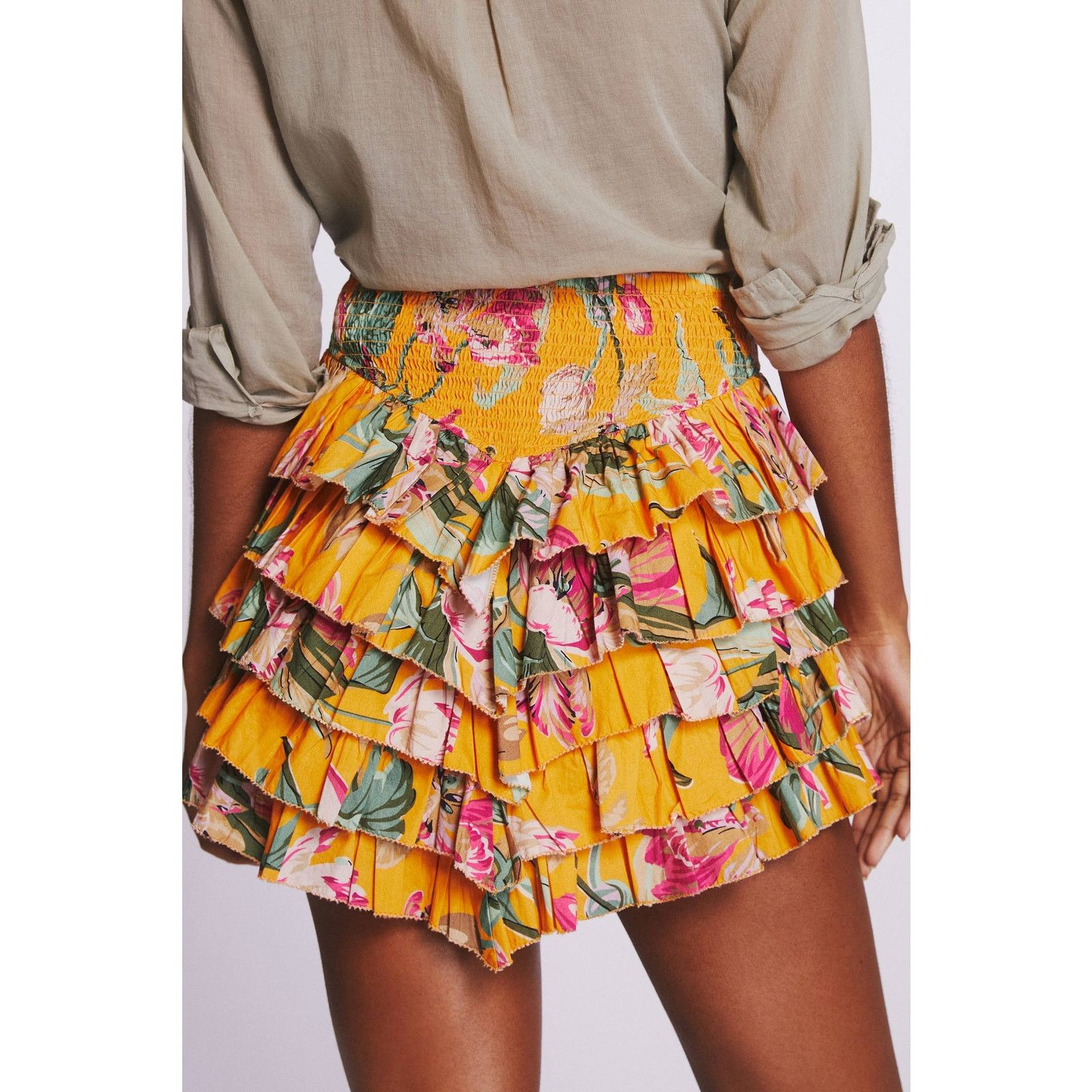 Anthropologie New Anthropologie LOVE THE LABEL Tiered Ruffled Mini Skirt Size 32" / US 10 / IT 46 - 3 Thumbnail