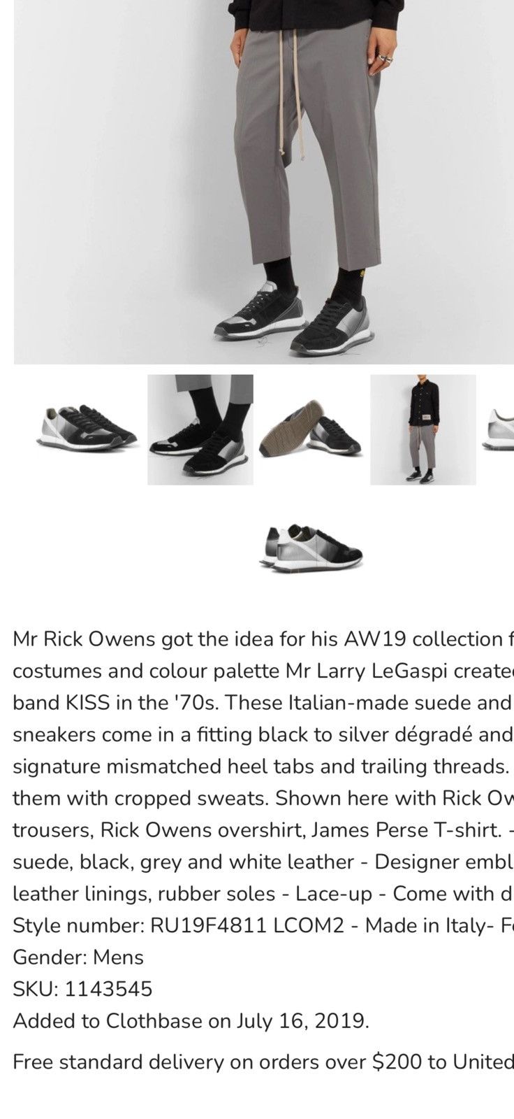 Rick Owens Rick Owens low-top sneakers. 44/11. Size US 11 / EU 44 - 2 Thumbnail