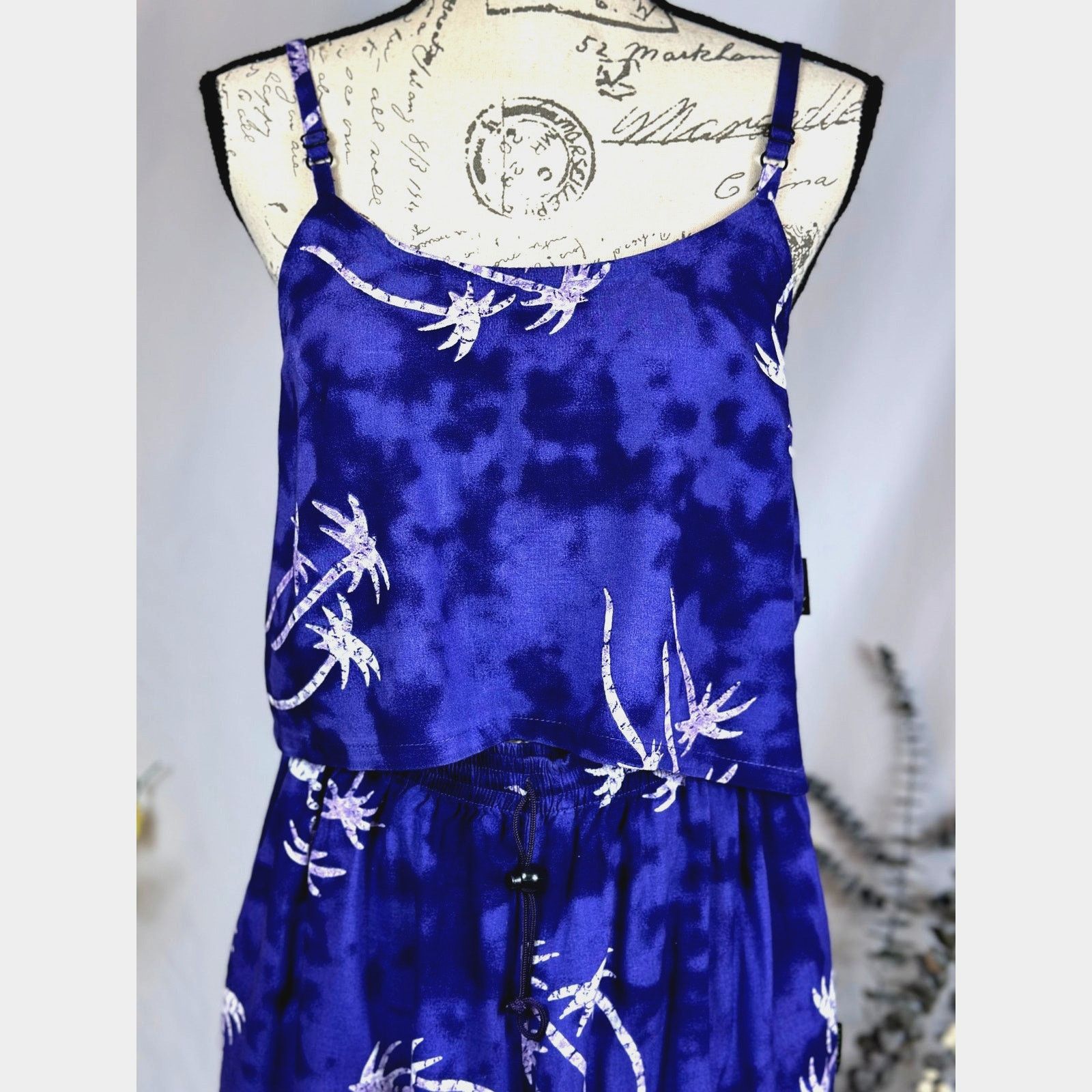 Other 2 Piece Island Ready Crop Top Matching Pants Palm Trees L Size 34" / US 12 / IT 48 - 9 Thumbnail