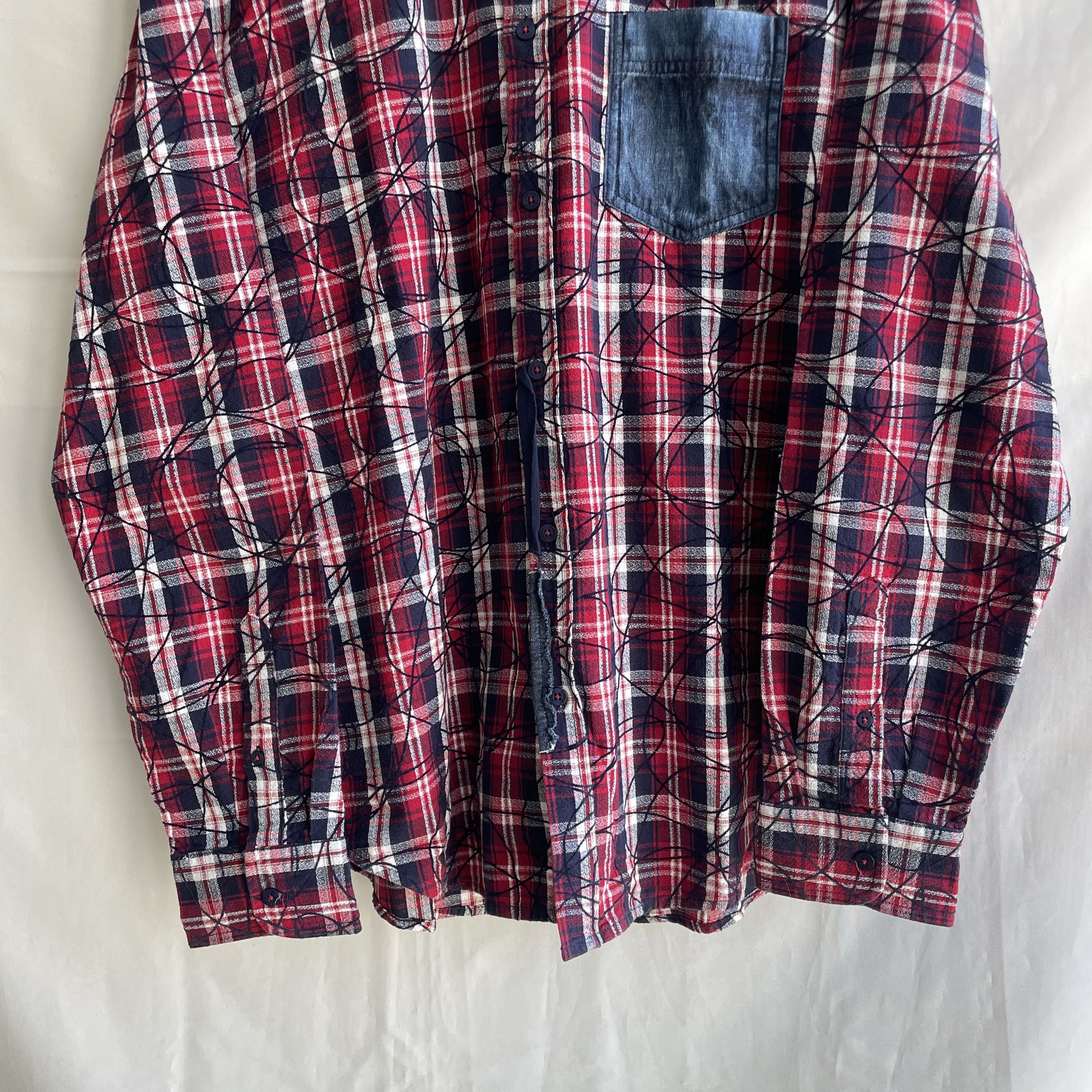 Desigual Desigual Plaid Flannel Scribble Embroidery Button Down Shirt Size US XXL / EU 58 / 5 - 5 Thumbnail