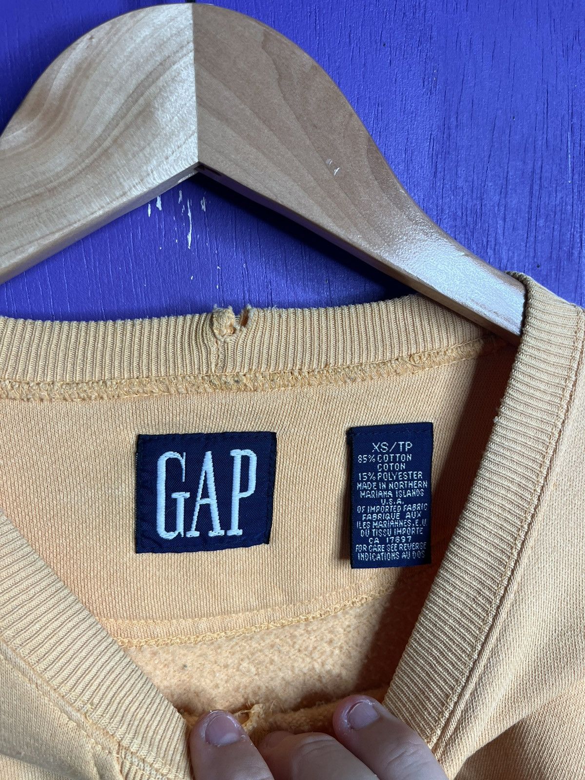 Gap × Vintage Vintage 90s GAP faded yellow blank sweatshirt Size US M / EU 48-50 / 2 - 4 Thumbnail