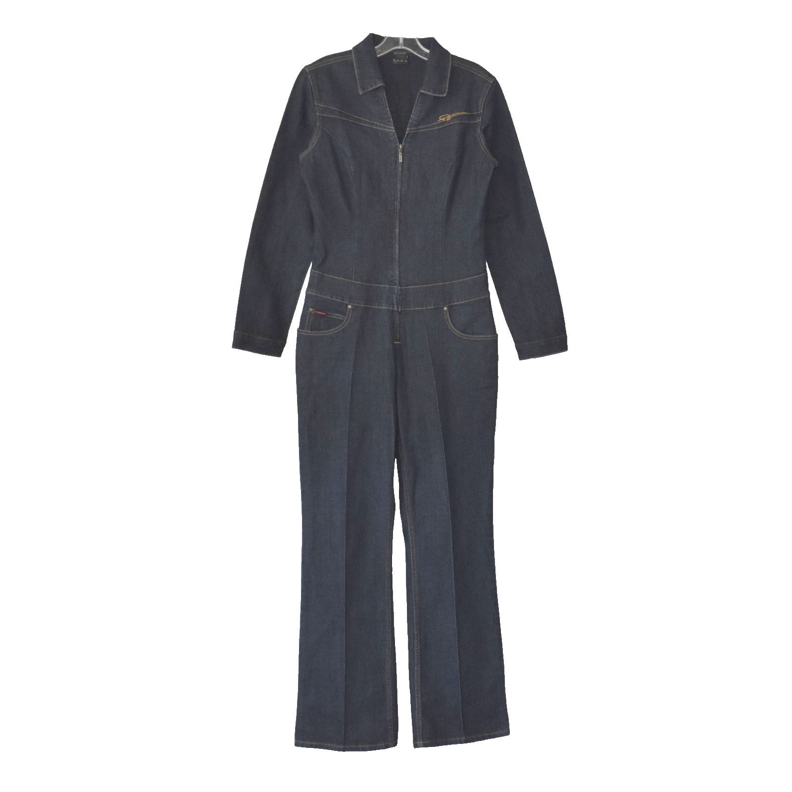 Fubu FUBU Denim Long Sleeve Collared Vintage Y2K Jumpsuit 11/12 Size 34" / US 12 / IT 48 - 1 Thumbnail