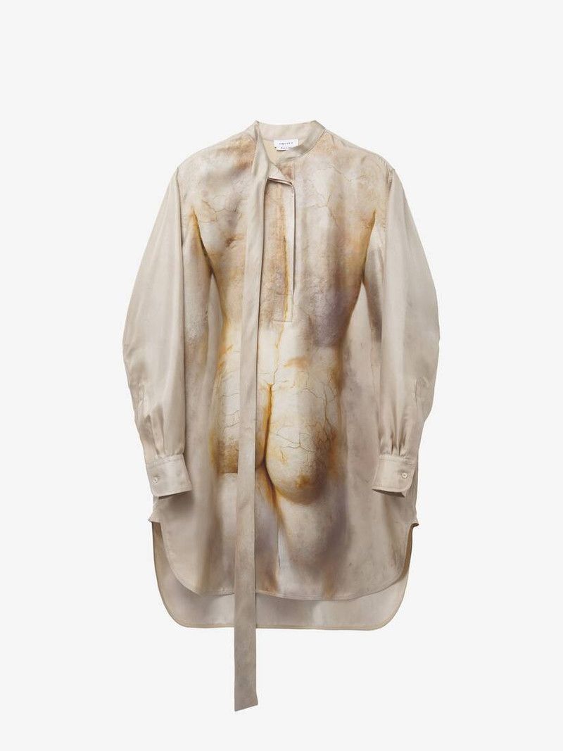 Alexander McQueen o1srvl11e0326 Sculpted Bum Mini Shirt Dress in Multicolor Size XL / US 12-14 / IT 48-50 - 1 Thumbnail