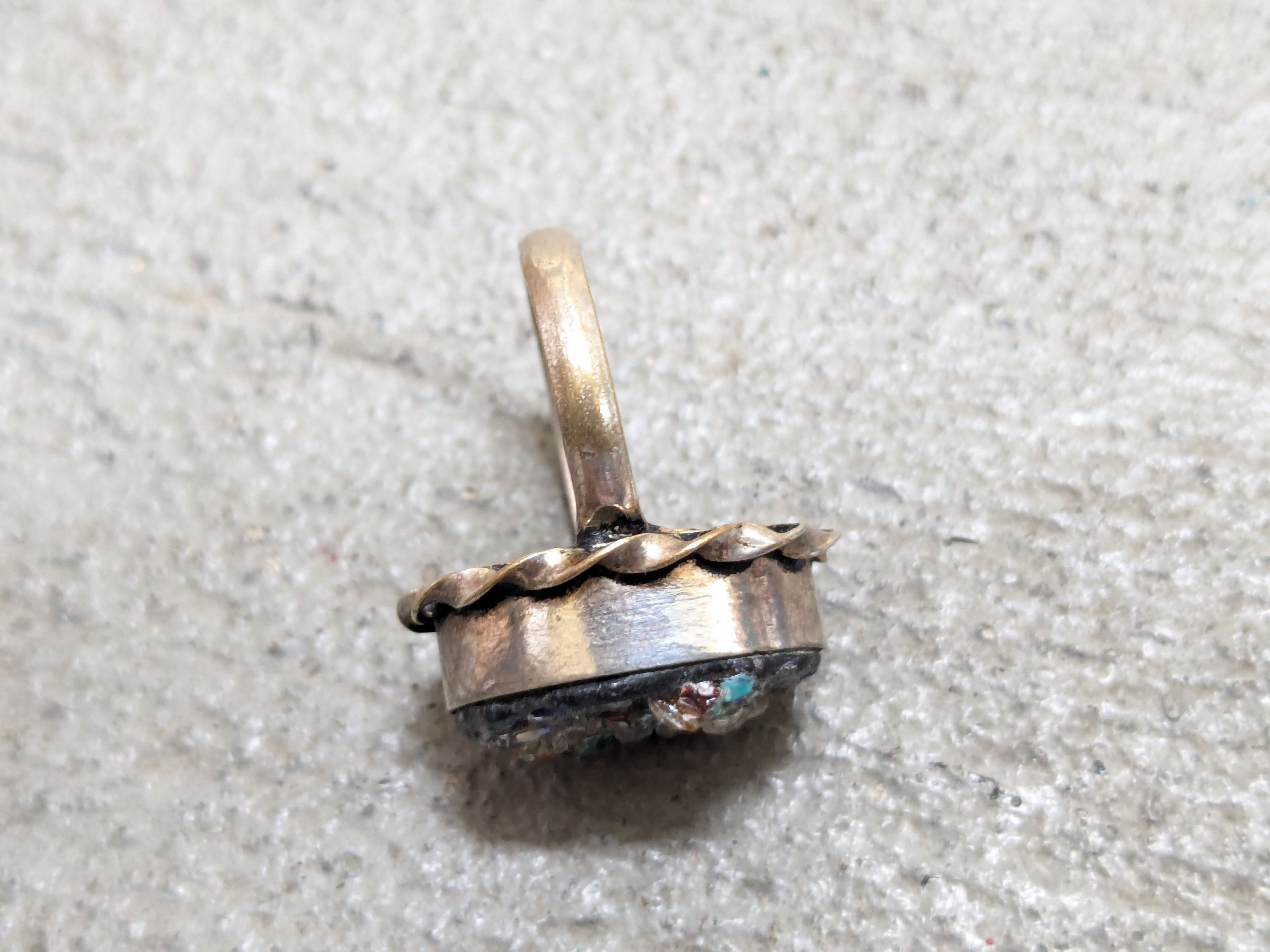 Jewelry Vintage Sterling Silver Ring Rainbow Druzzy 7 Modern Oval Size ONE SIZE - 6 Thumbnail