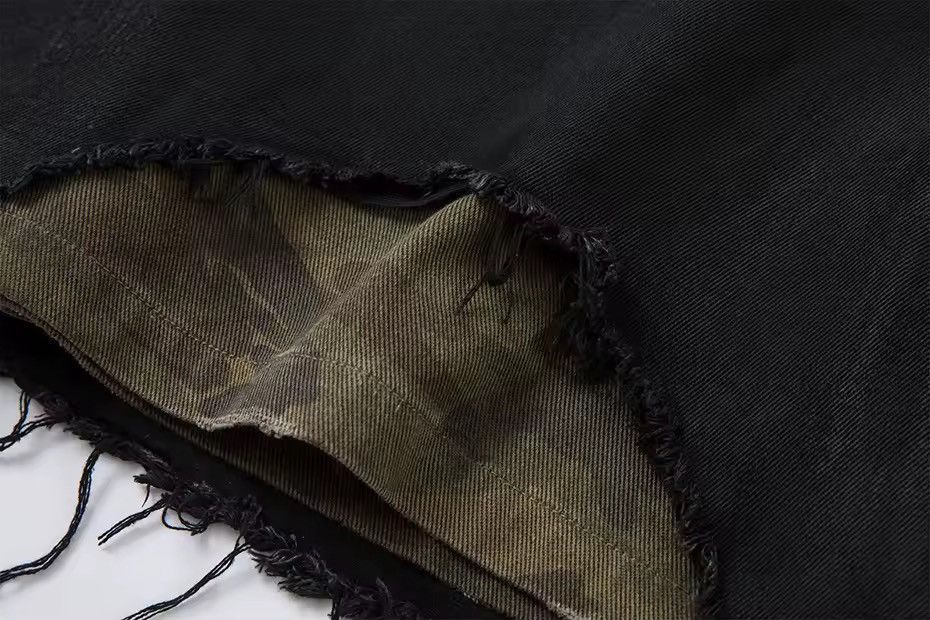 Jean Camouflage Patchwork Hole Vintage Black Shorts Jorts Size US 30 / EU 46 - 12 Thumbnail