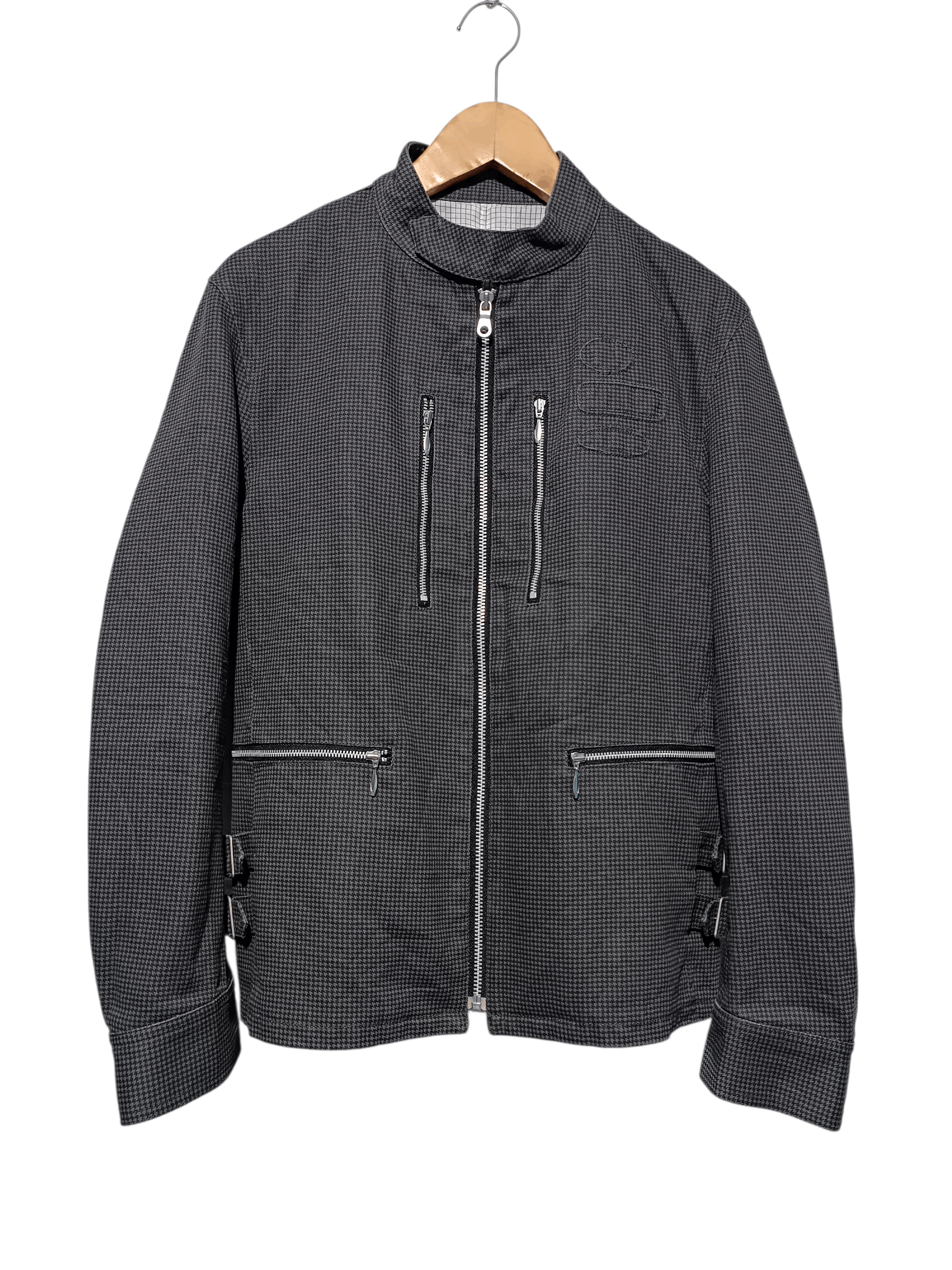 Japanese Brand Vintage Moto Biker Jacket Micro Check Zip Detail Size US L / EU 52-54 / 3 - 1 Thumbnail