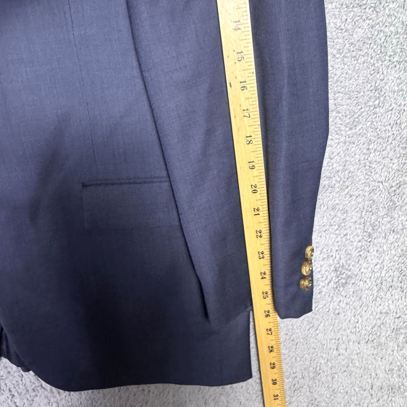 J.Crew J.CREW Thompson Blazer Mens 44L 100% Worsted Wool Slim Sport Coat Jacket Blue Solid Long Notch-Button 2-Button Size 44R - 6 Thumbnail