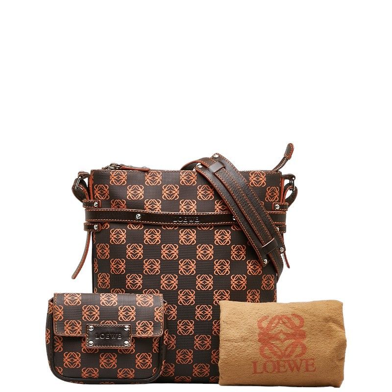 image of Loewe Anagram Canvas Crossbody Bag in Brown, Women's