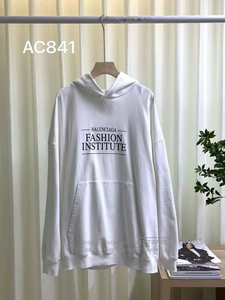 Balenciaga Front and Back Print Hooded Sweatshirt