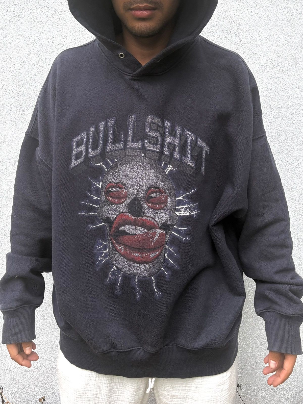 Japanese Brand Vintage Bullshit Skull By Pure Too Baggy Hoodie Sweatshirt Size US XL / EU 56 / 4 - 2 Thumbnail