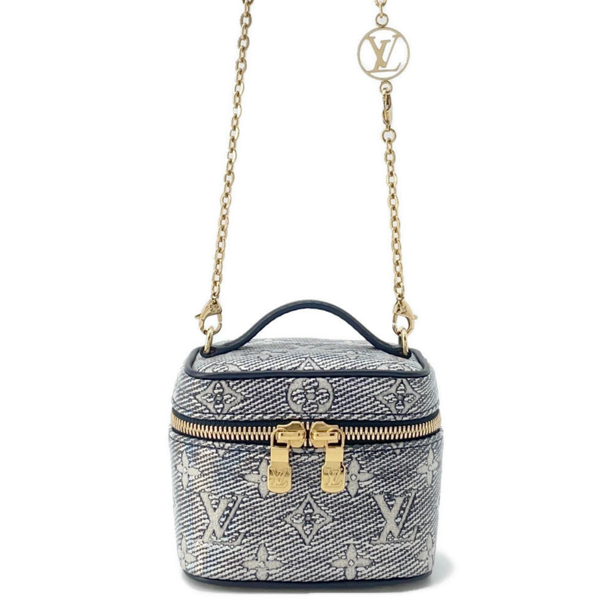 Louis Vuitton Chain Shoulder Bag Monogram Laminated Jacquard Micro Vanity M82467 Louis Vuitton in Blue, Women's
