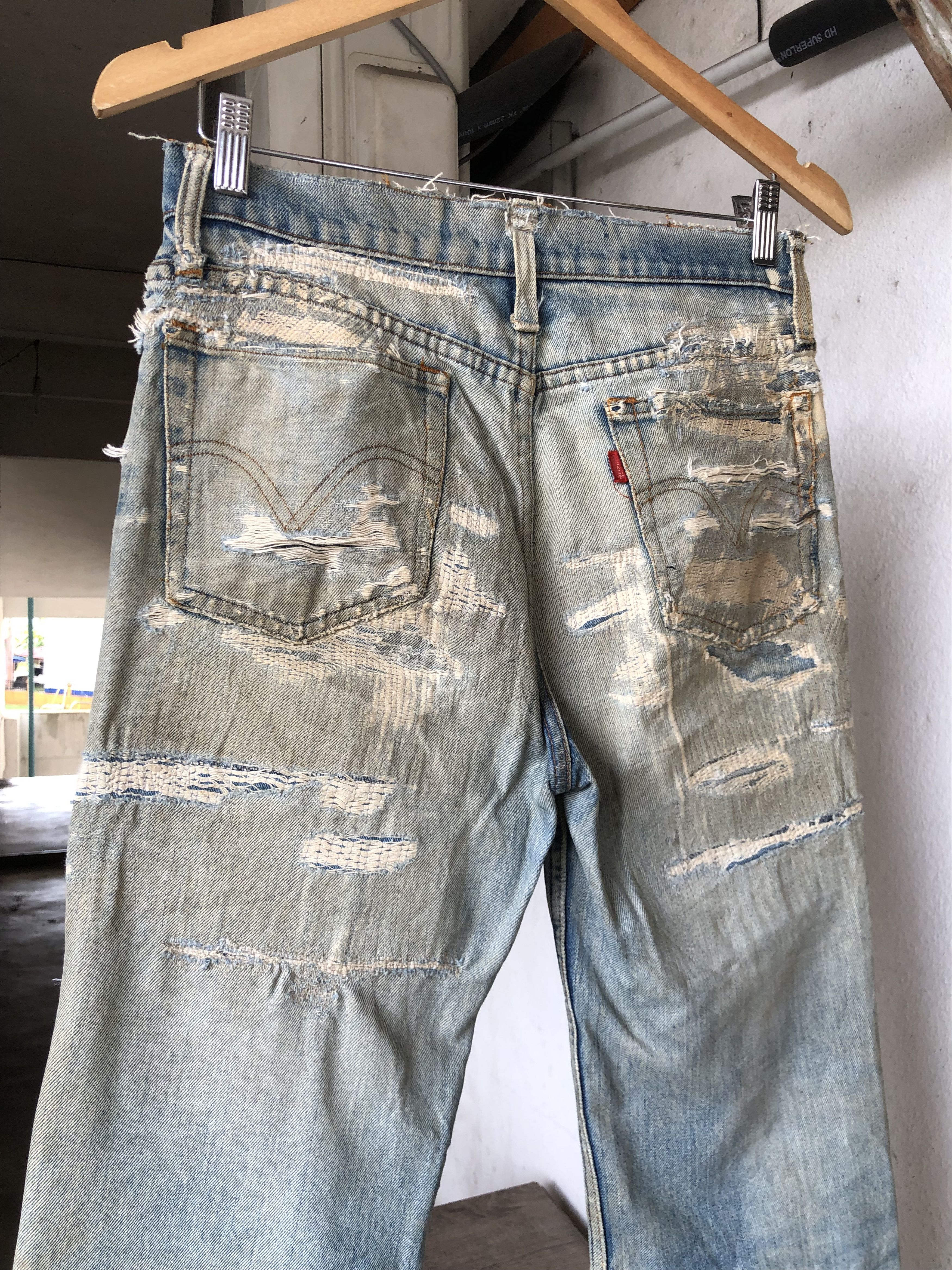 Levi's Vintage 90s Levis Distressed Denim Flare Pants Size US 29 - 9 Thumbnail
