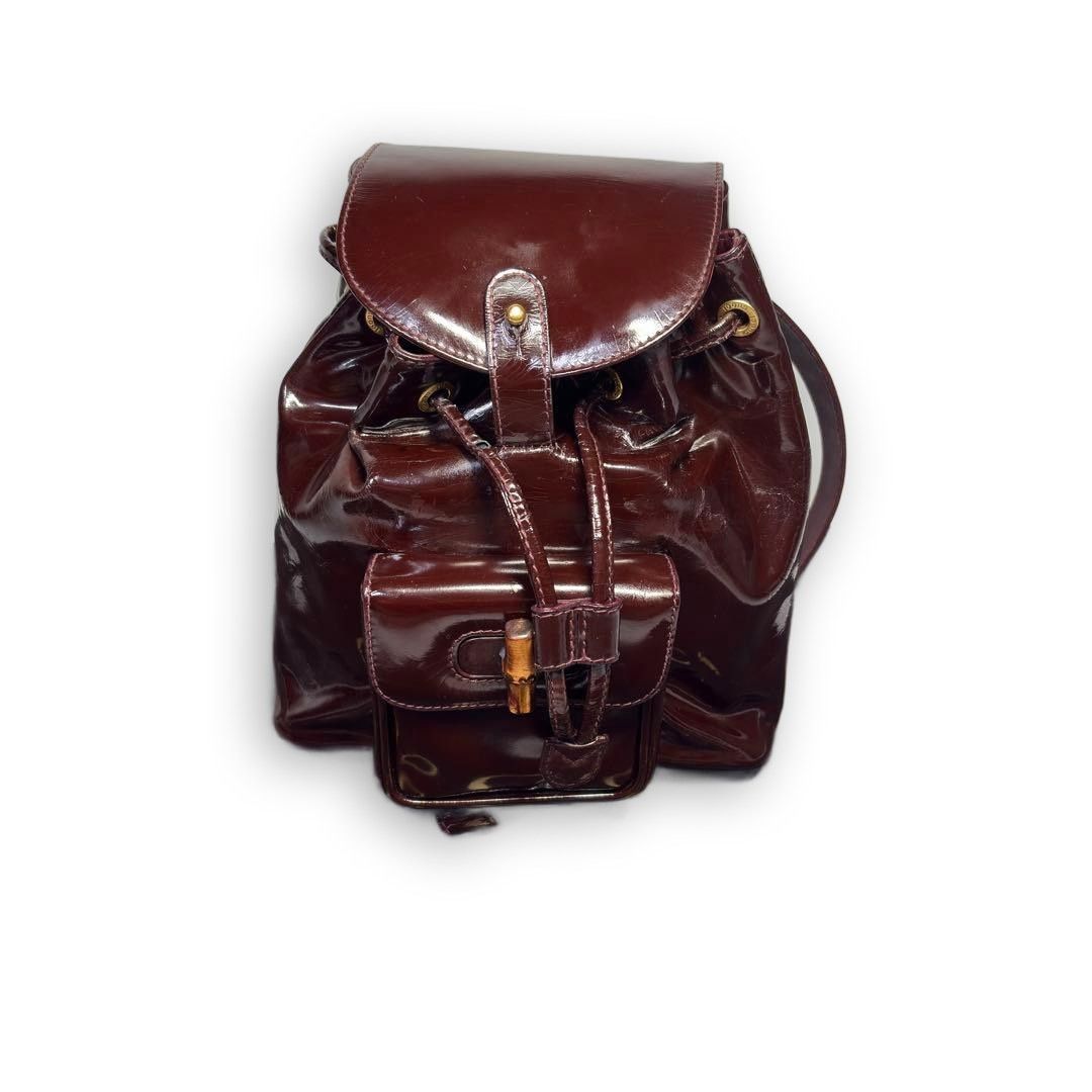 Gucci Gucci - Patent Leather Bamboo Mini Rucksack Bag Preloved Size ONE SIZE - 1 Thumbnail