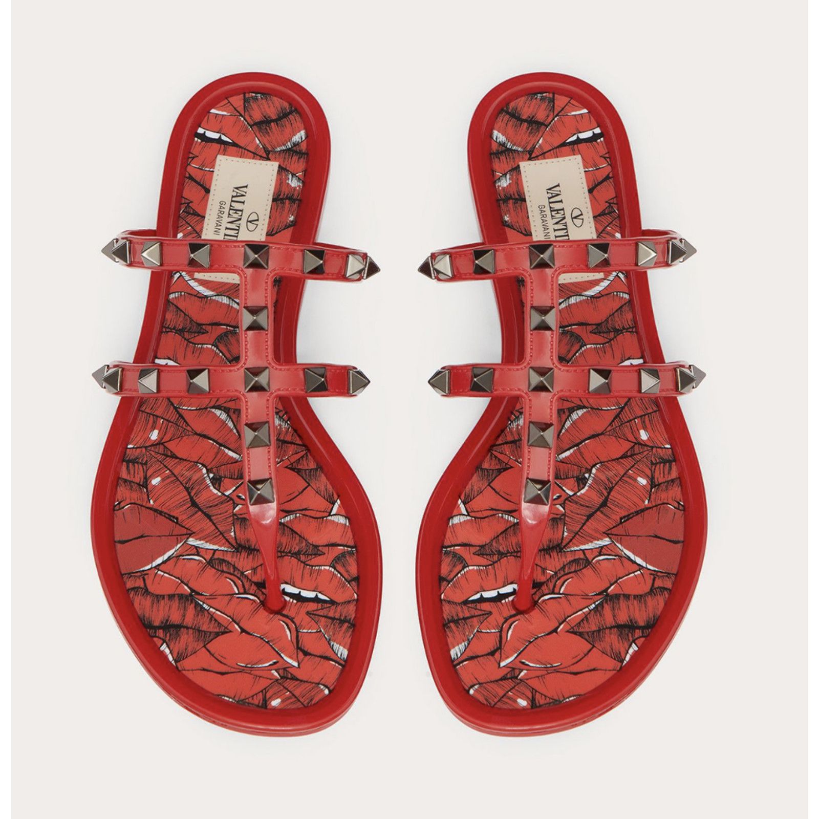 Valentino Valentino Rockstud Red Black Rubber Lipstick Jelly PVC Stud Size US 10 / IT 40 - 6 Thumbnail