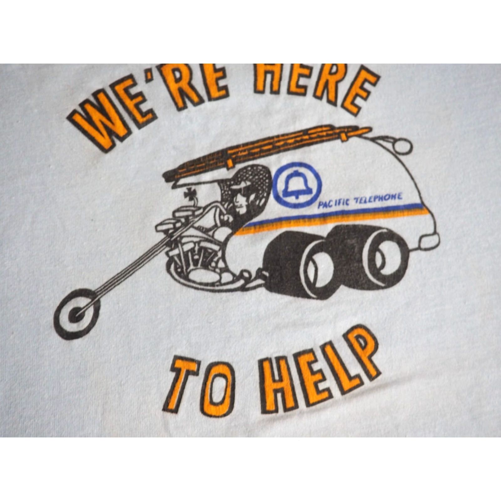Bell VTG 70s 80s Bell Telephone AT&T Biker Promo Blue Faded USA Tee T-Shirt L Size US L / EU 52-54 / 3 - 5 Thumbnail