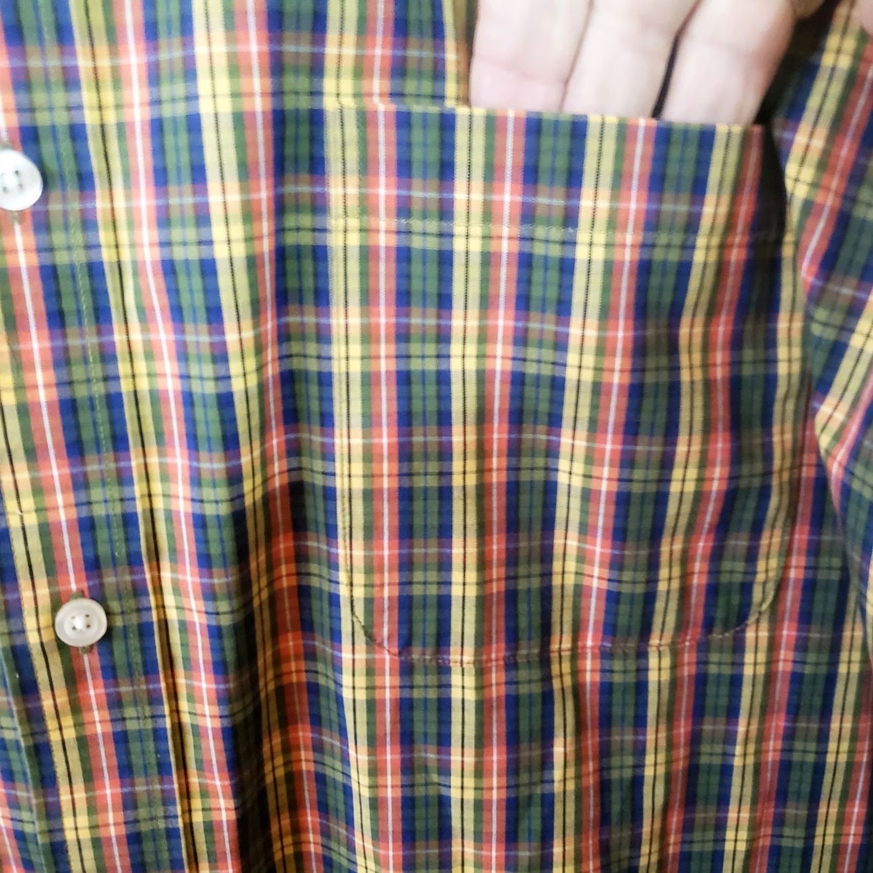 Lands' End Lands End Shirt Men's Red Green Yellow Plaid Button Down No Iron 17 34 Size US XL / EU 56 / 4 - 4 Thumbnail