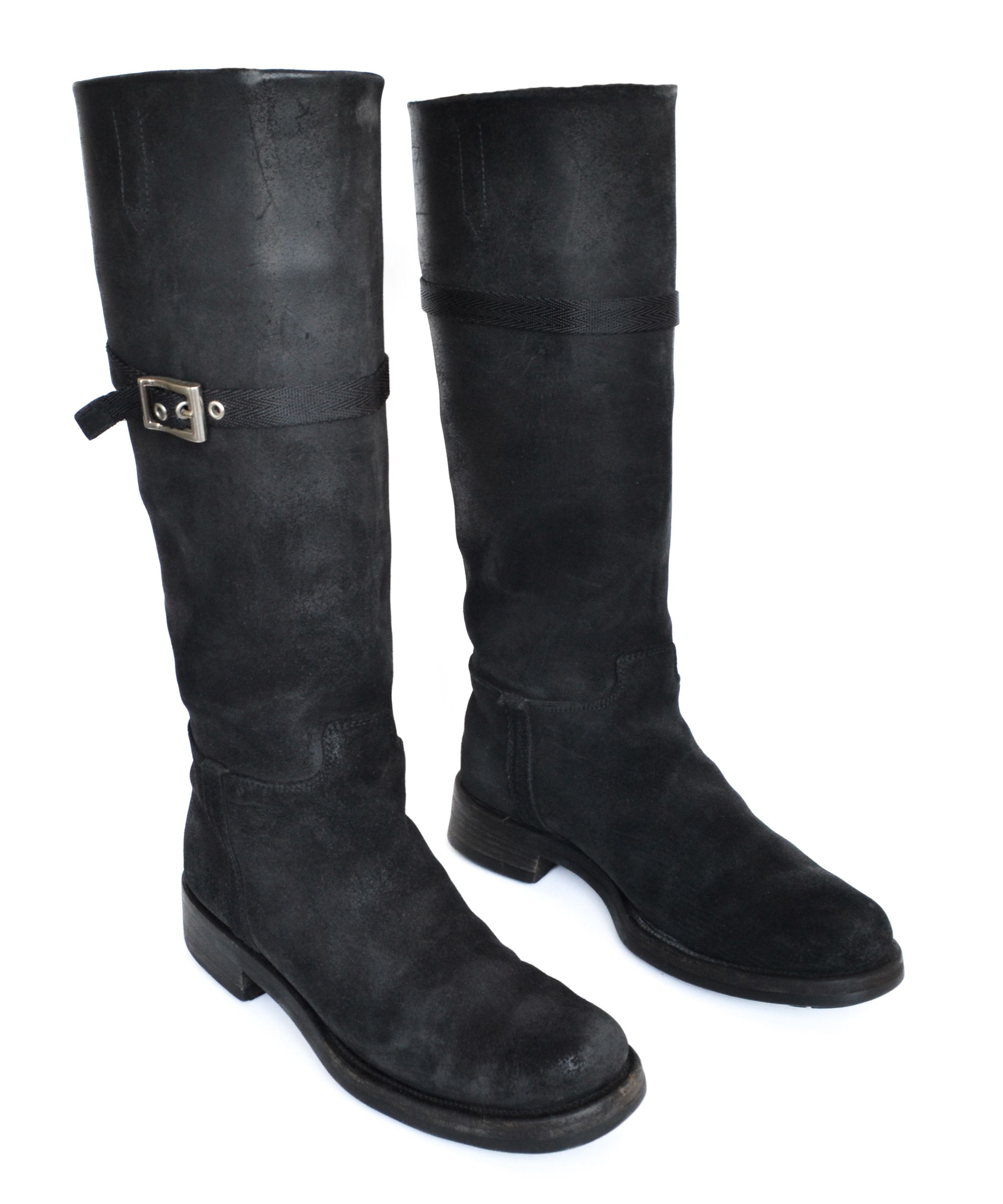 Prada PRADA Boots Black Aged Leather Buckle Riding Size 36 Size US 6 / IT 36 - 2 Thumbnail
