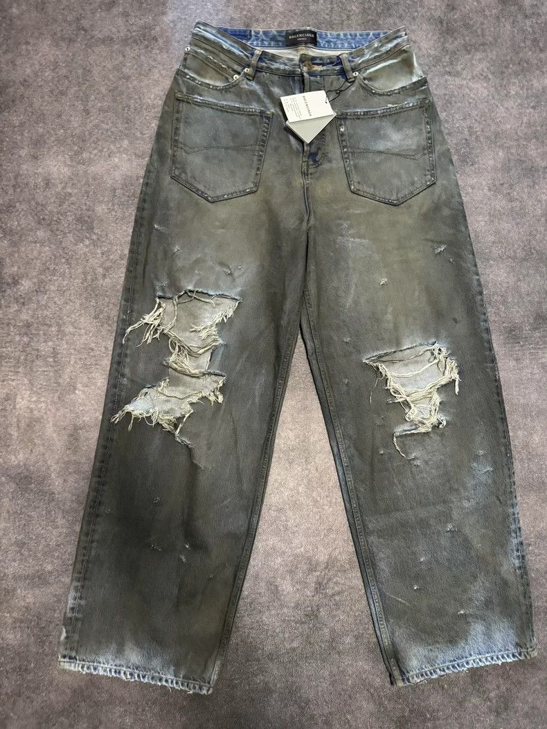 Balenciaga Balenciaga size XS 23fw reverse pocket mud dyed jeans Size US 27 - 1 Thumbnail