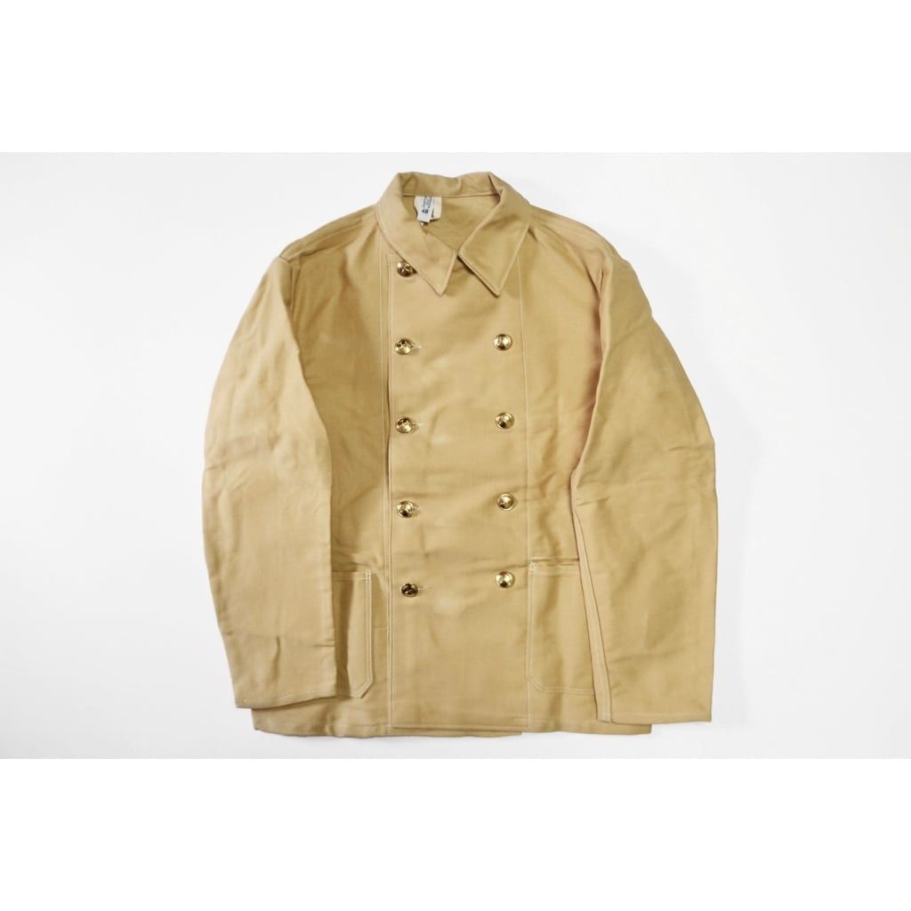 image of Deadstock 60S Double Breasted German Moleskin Work Jacket in Yellow Cream, Men's (Size Medium)