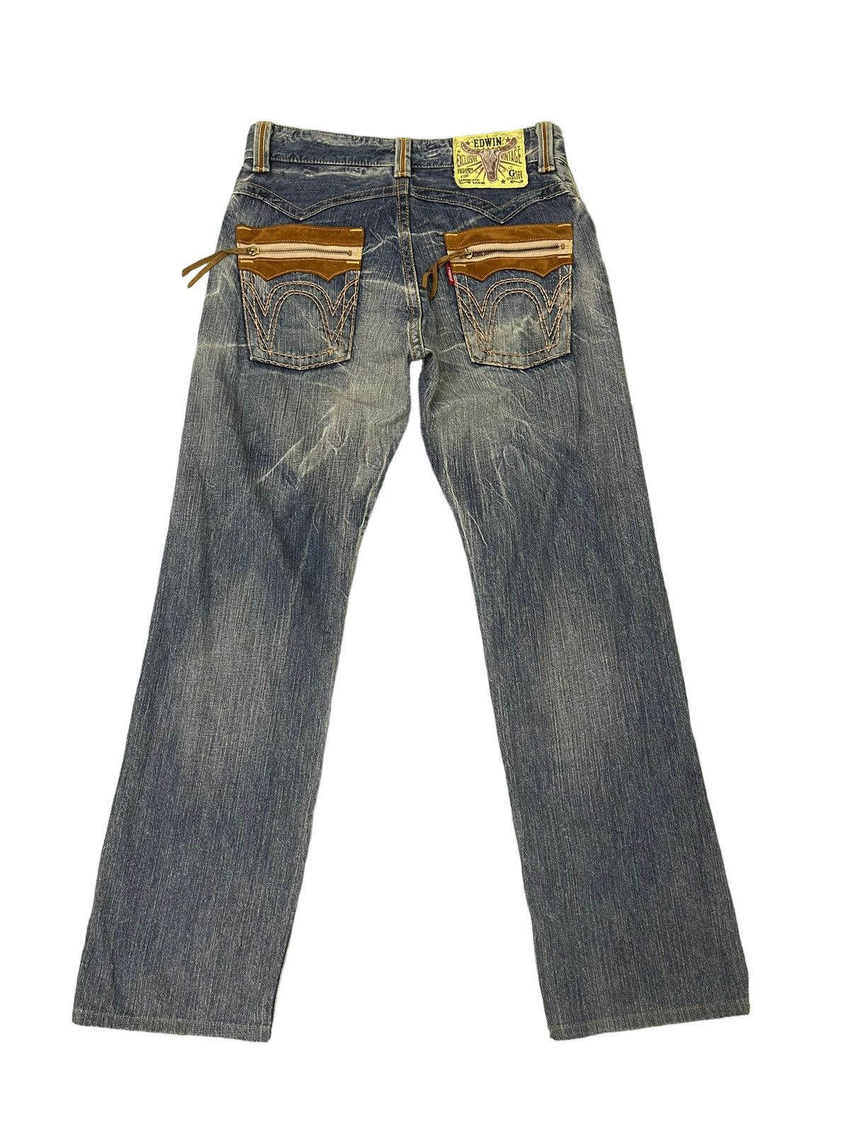 Le Grande Bleu (L.G.B.) Distress Jeans Edwin Japan Faded Regular Fit 7🟦6 Size US 33 - 10 Thumbnail