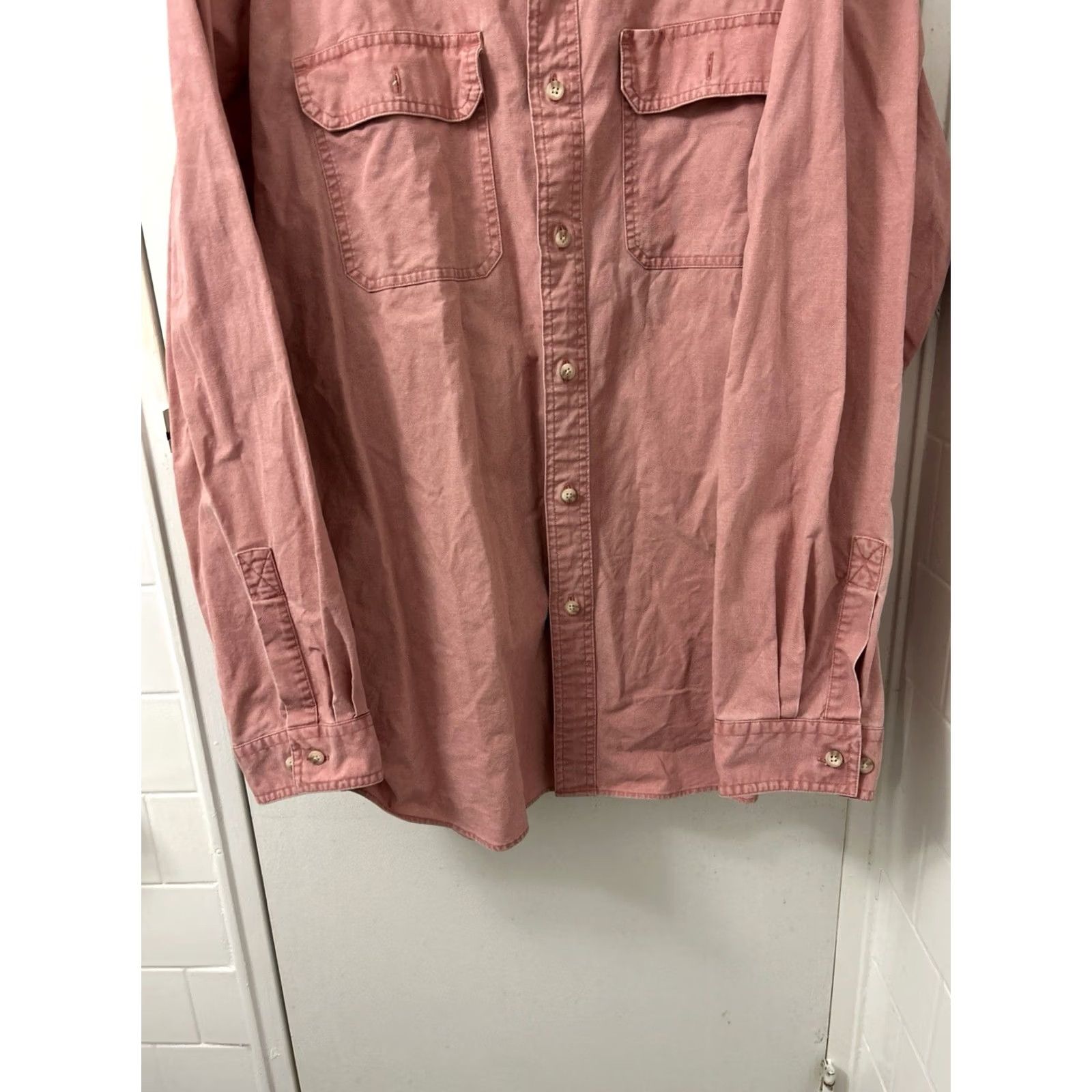 Vintage LL Bean Sunwashed Canvas Shirt Mens 2XL Pink Traditional Fit Button Down 270133 Size US XXL / EU 58 / 5 - 3 Thumbnail