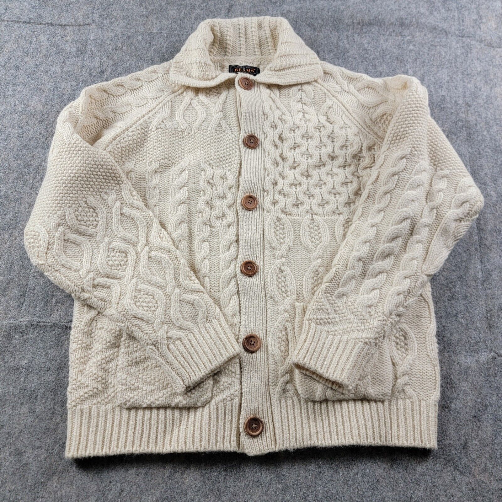 Beams Plus Beams Plus Alan Patchwork Wool Cardigan Aran Knit NWT Size US S / EU 44-46 / 1 - 2 Thumbnail