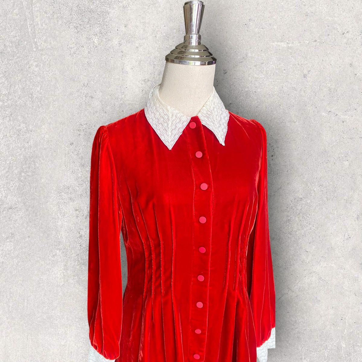Dior Pre Fall 2017 Red Velour Dress Size S / US 4 / IT 40 - 3 Thumbnail