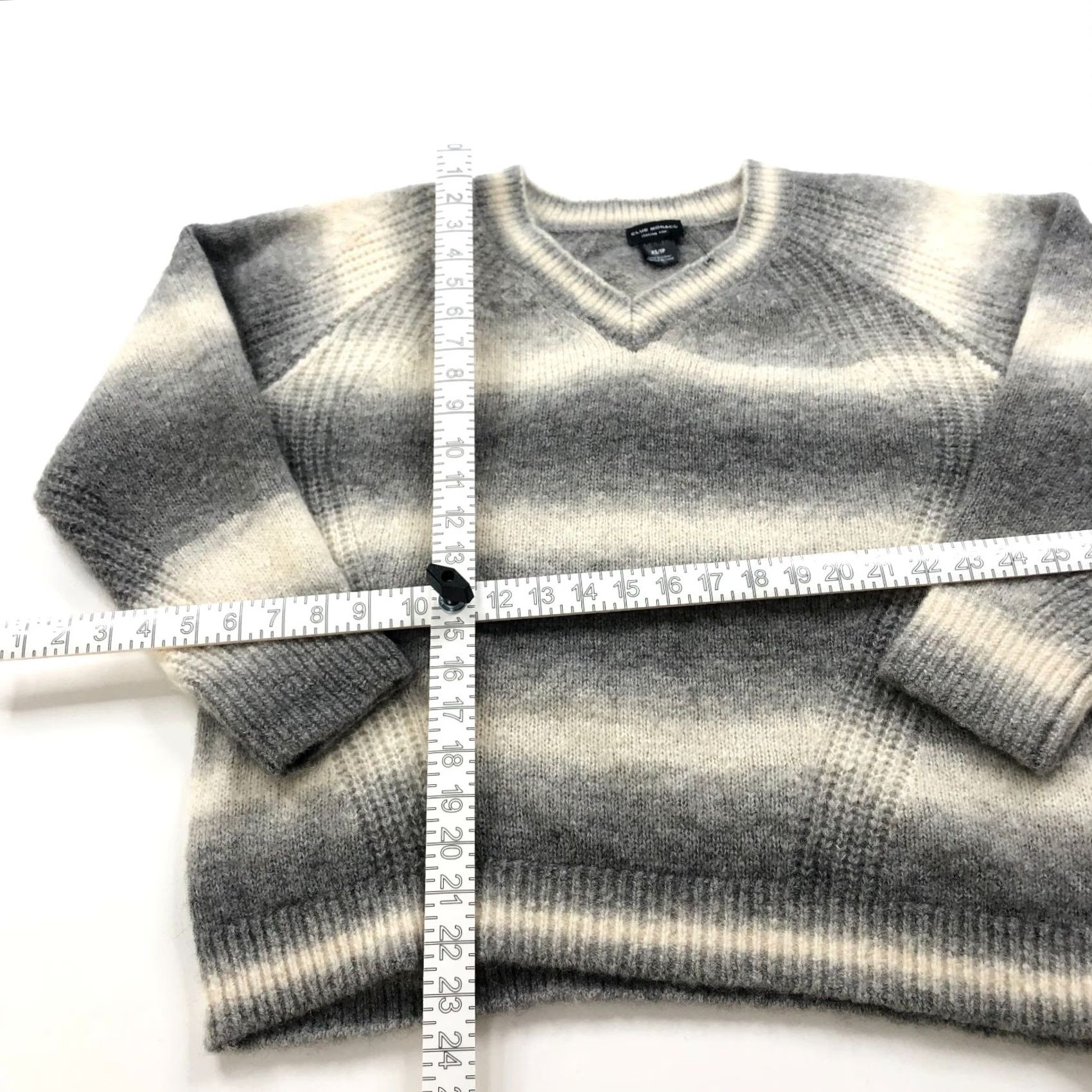 Club Monaco Club Monaco Pullover Sweater XS Women Crew Neck Alpaca Cashmere Wool Gray Knit Striped Casual 4.25 HRJ Italian Yarn Vintage No Size XS / US 0-2 / IT 36-38 - 2 Thumbnail
