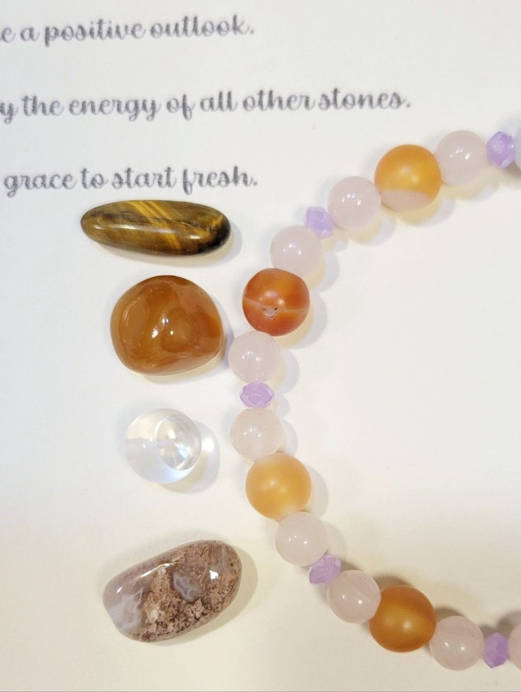 Handmade Gemstone Beaded Intent Bracelet With Crystals & Card 7" Size ONE SIZE - 3 Thumbnail