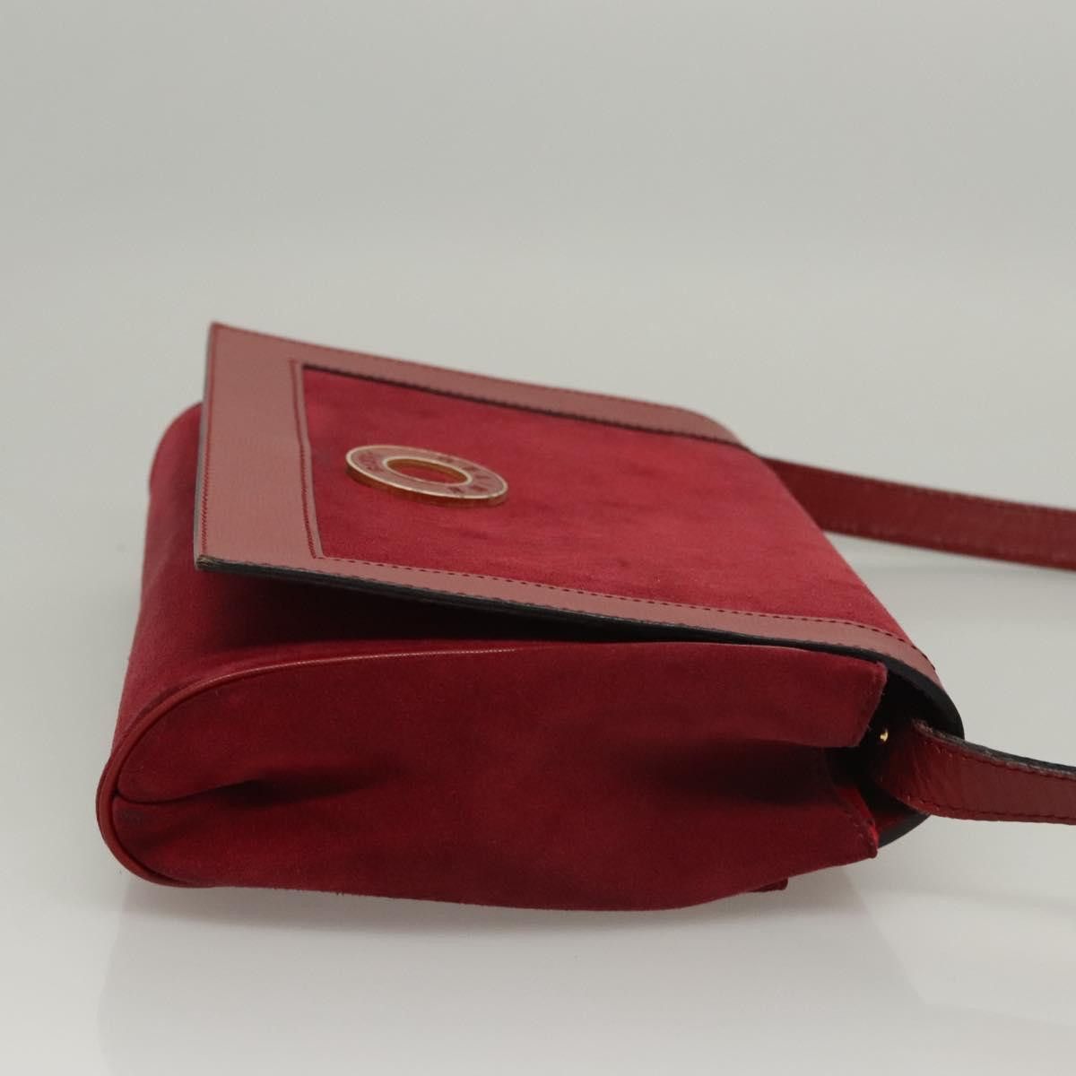 Celine CELINE Shoulder Bag Suede Leather Red Gold Size ONE SIZE - 4 Thumbnail