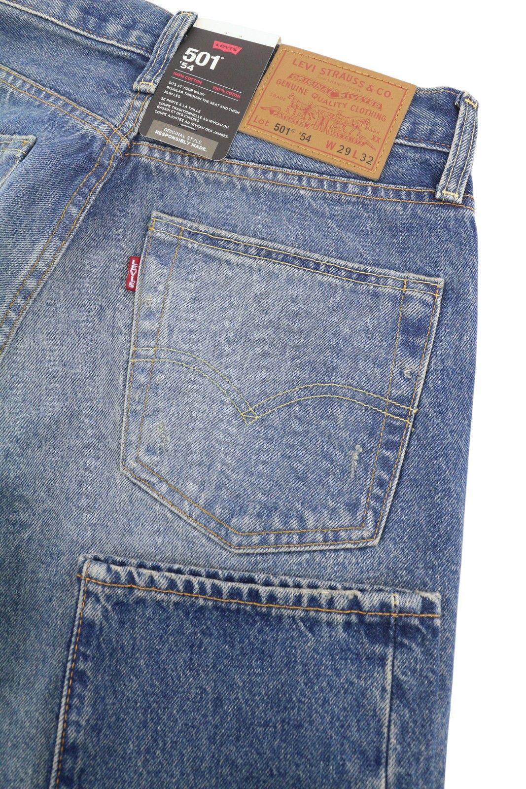 Levi's 501 W29/L32 Big E Straight Distress Faded Blue 87090 Size US 29 - 5 Thumbnail