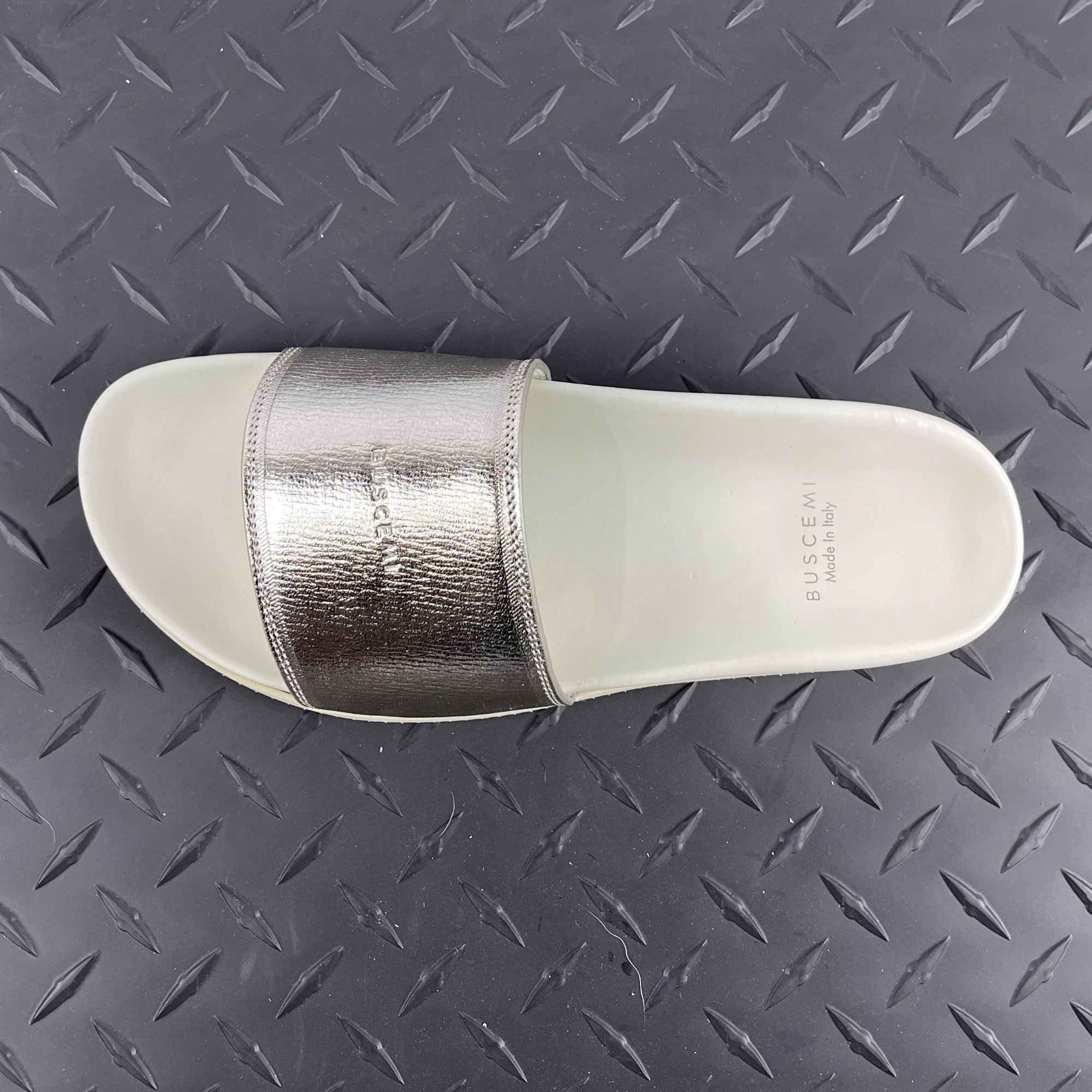 Buscemi Buscemi Metallic Silver Leather Slides US 10 EU 40 Size US 10 / IT 40 - 4 Thumbnail