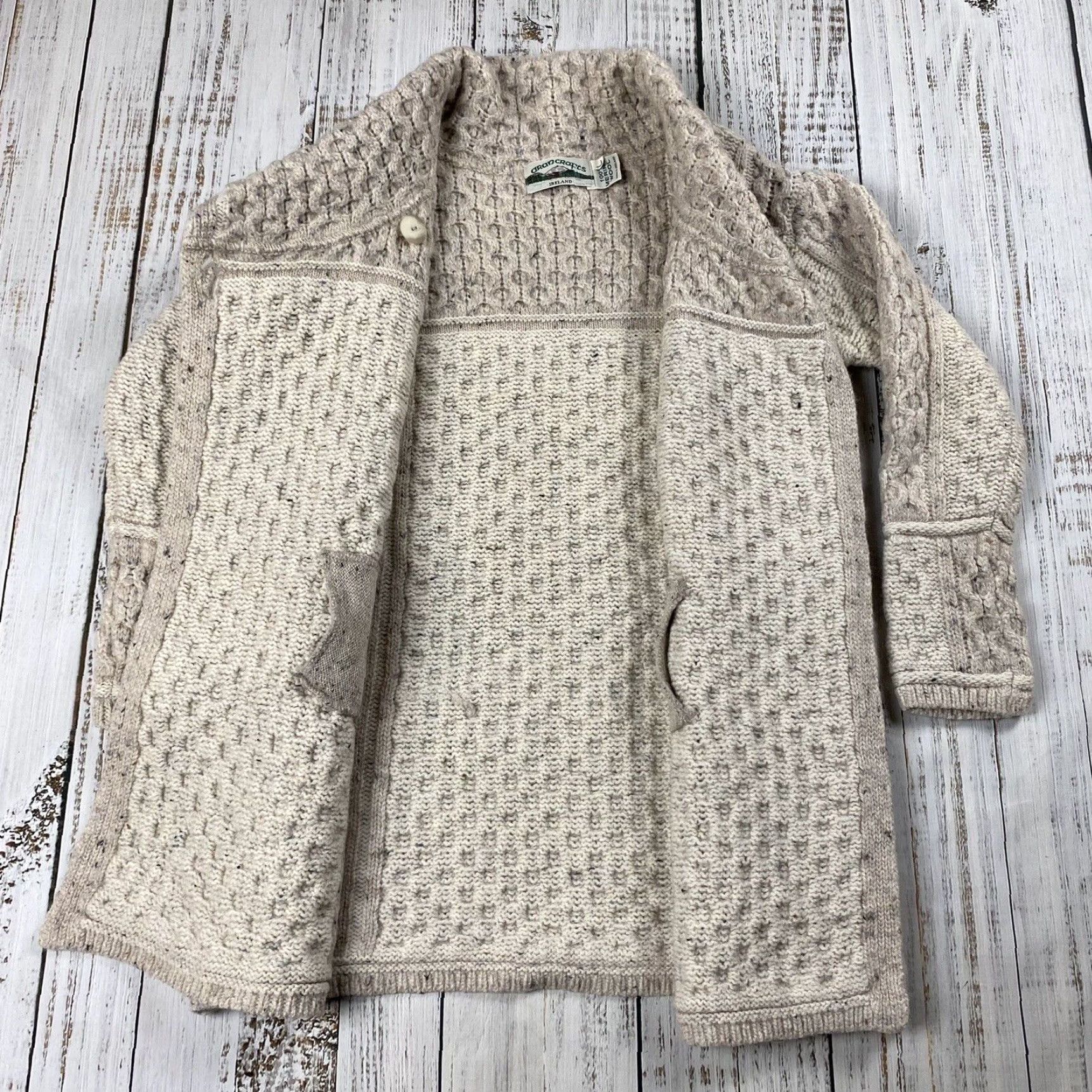 Vintage VINTAGE Aran Crafts 100% Merino Wool Cardigan Sweater Long Sleeve Oatmeal Beige Womens L Size L / US 10 / IT 46 - 5 Thumbnail