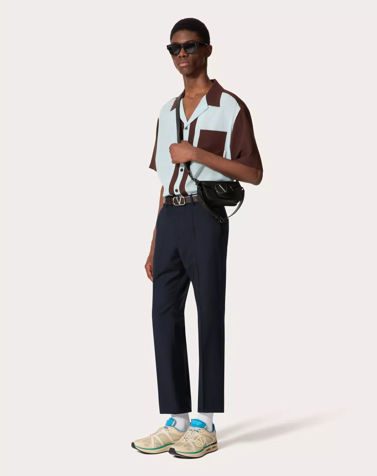 Valentino oc11z0725 Silk Bowling Shirt in White/Olive Green Size US M / EU 48-50 / 2 - 3 Thumbnail