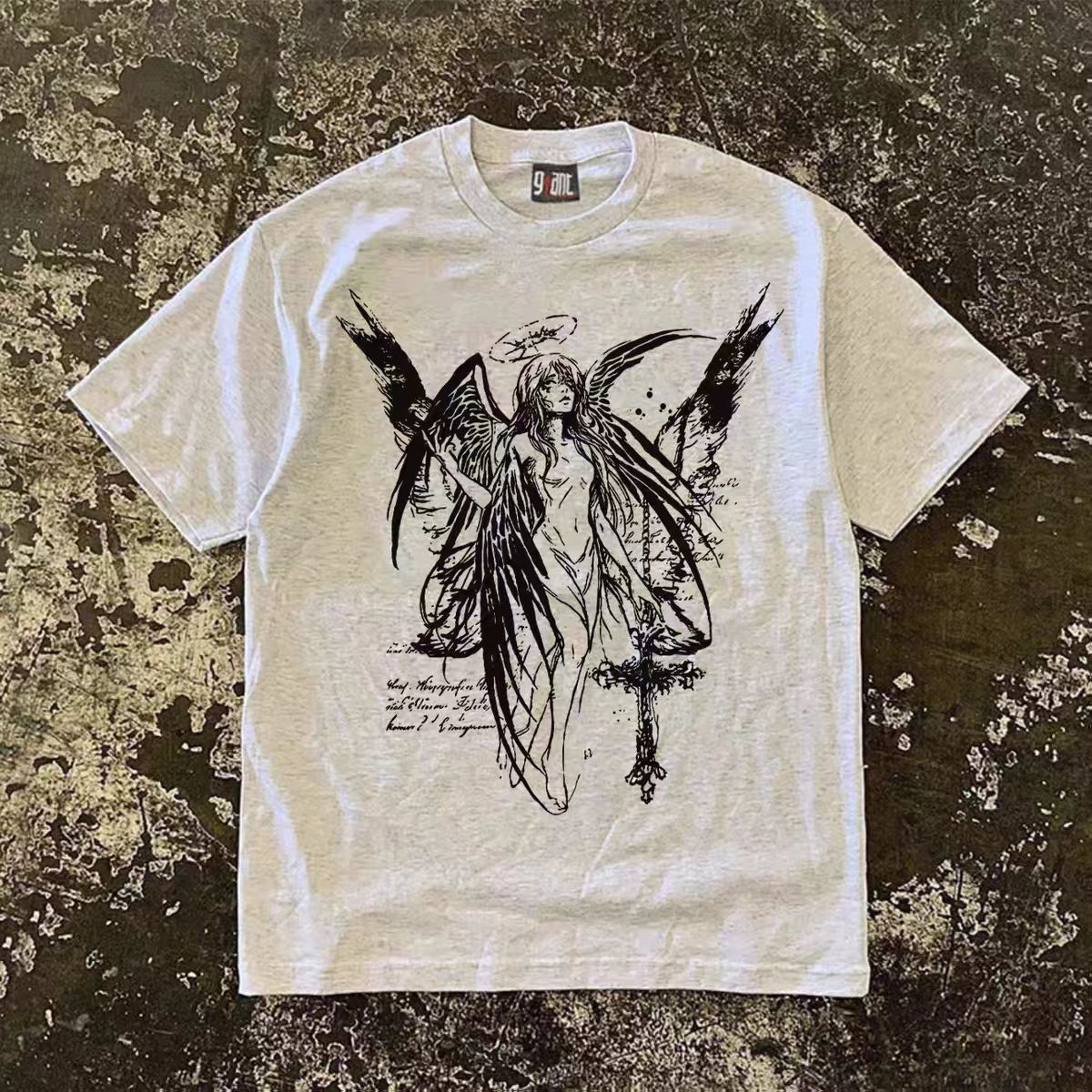 Vintage Grey Vintage Angel Print T-Shirt Size US M / EU 48-50 / 2 - 1 Thumbnail