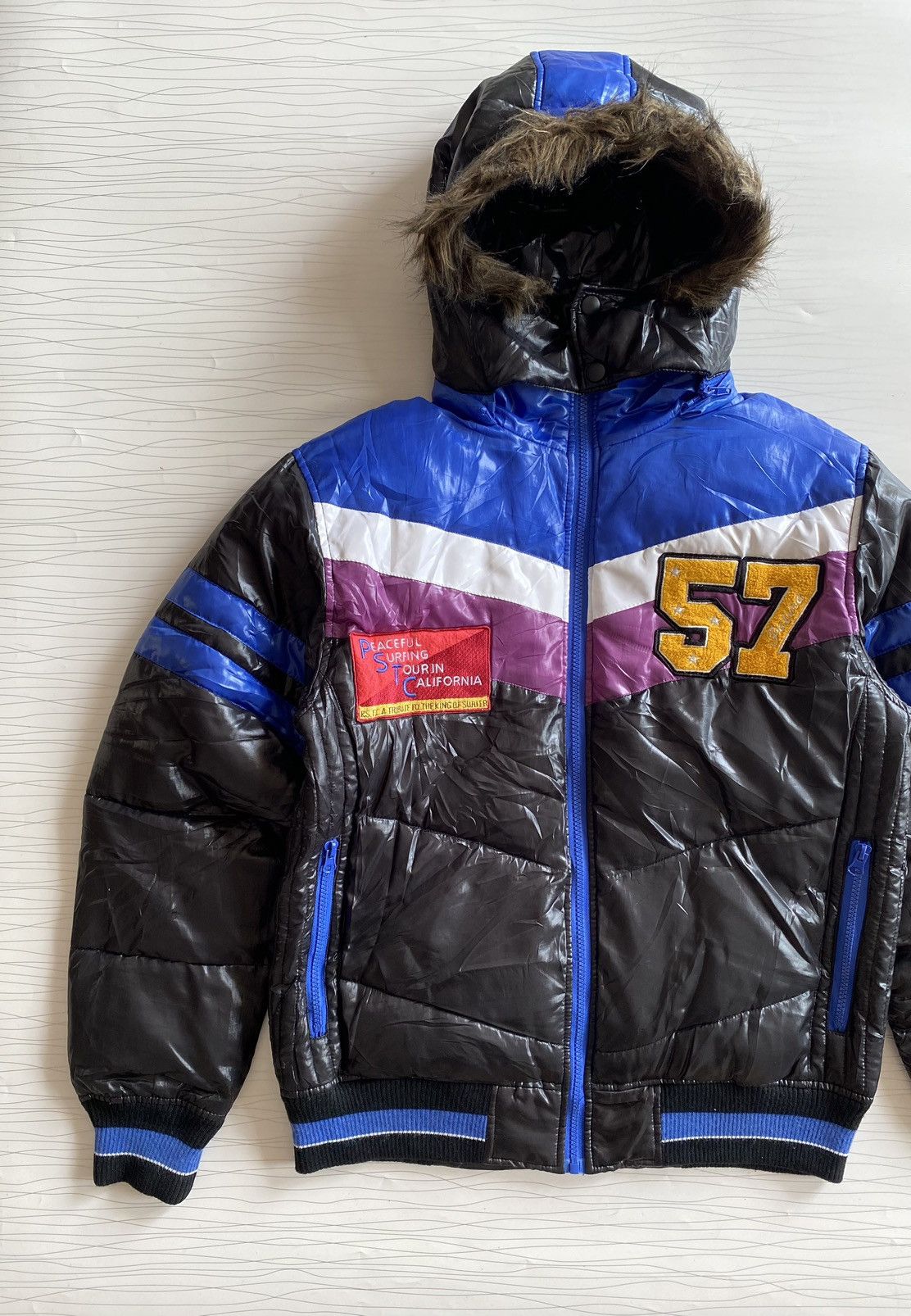 If Six Was Nine × Japanese Brand × Le Grande Bleu (L.G.B.) NYLAUS FAUX FUR HOODIE PUFFER JACKET Size US L / EU 52-54 / 3 - 4 Thumbnail
