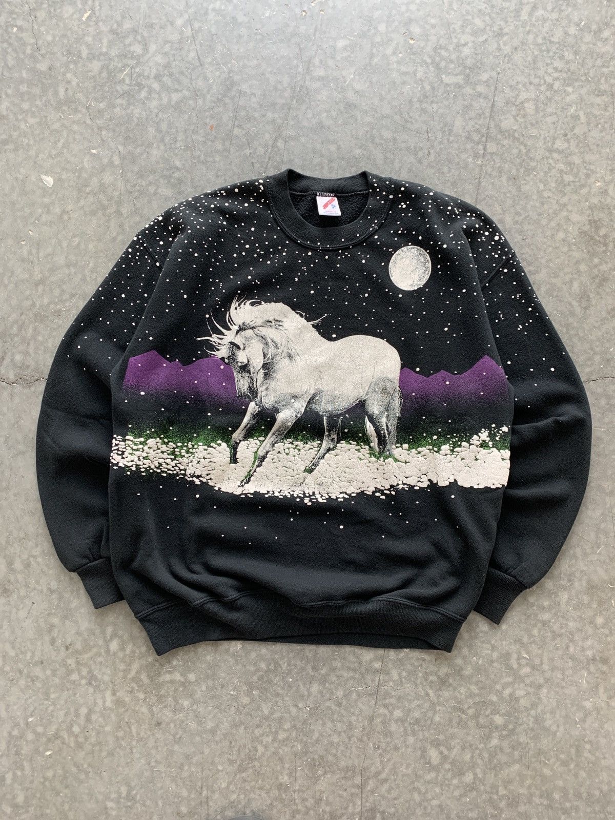 Vintage Crazy Vintage 90s Horse Puff Print Sweatshirt Boxy Essential Size US XL / EU 56 / 4 - 1 Thumbnail